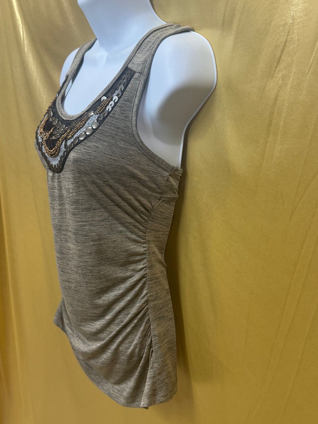 Vintage A. Byer Boho Embellished Neckline Sleeveless Top Medium