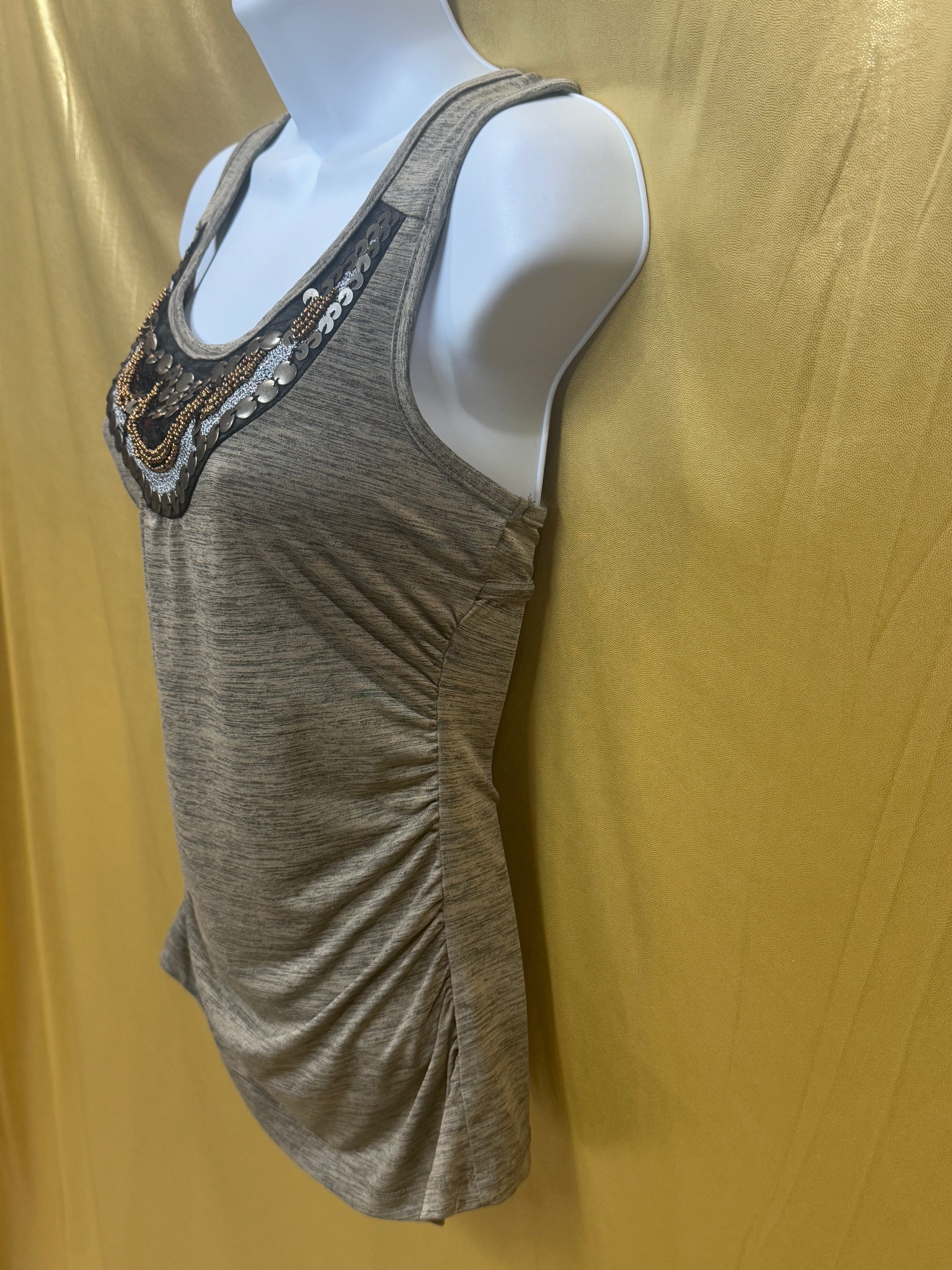 Vintage A. Byer Boho Embellished Neckline Sleeveless Top Medium