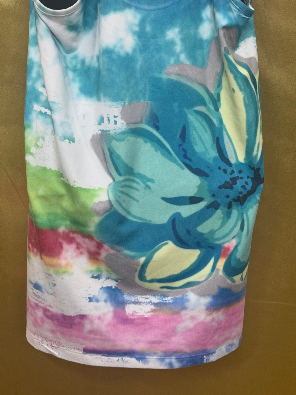 Spy Zone Exchange Watercolor Tie Dye Racerback Tank Top Beaded Floral Medium
