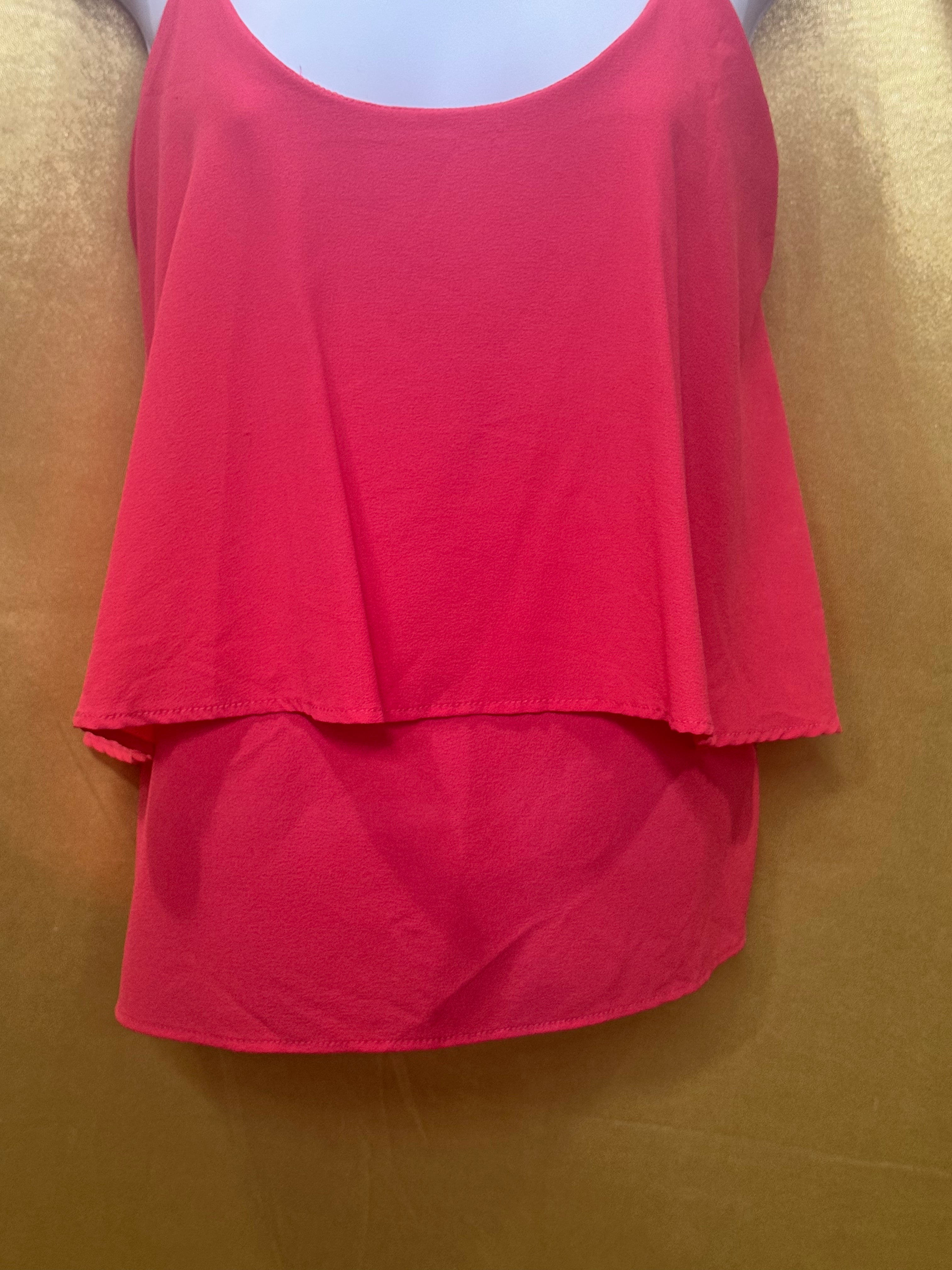 Paper Crane Coral Pink Tiered Layered Chiffon Cami Tank - Size M Made in USA