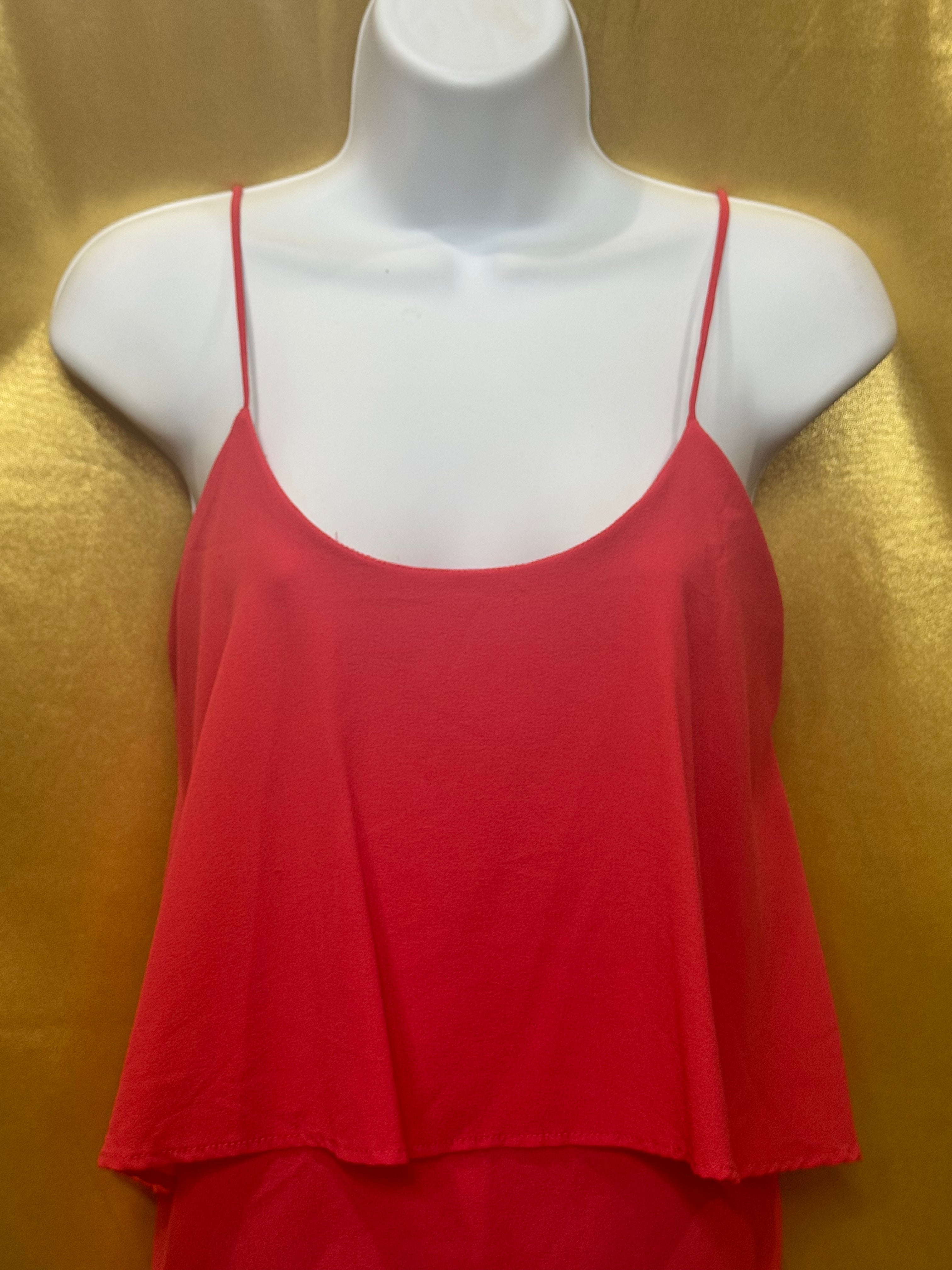 Paper Crane Coral Pink Tiered Layered Chiffon Cami Tank - Size M Made in USA