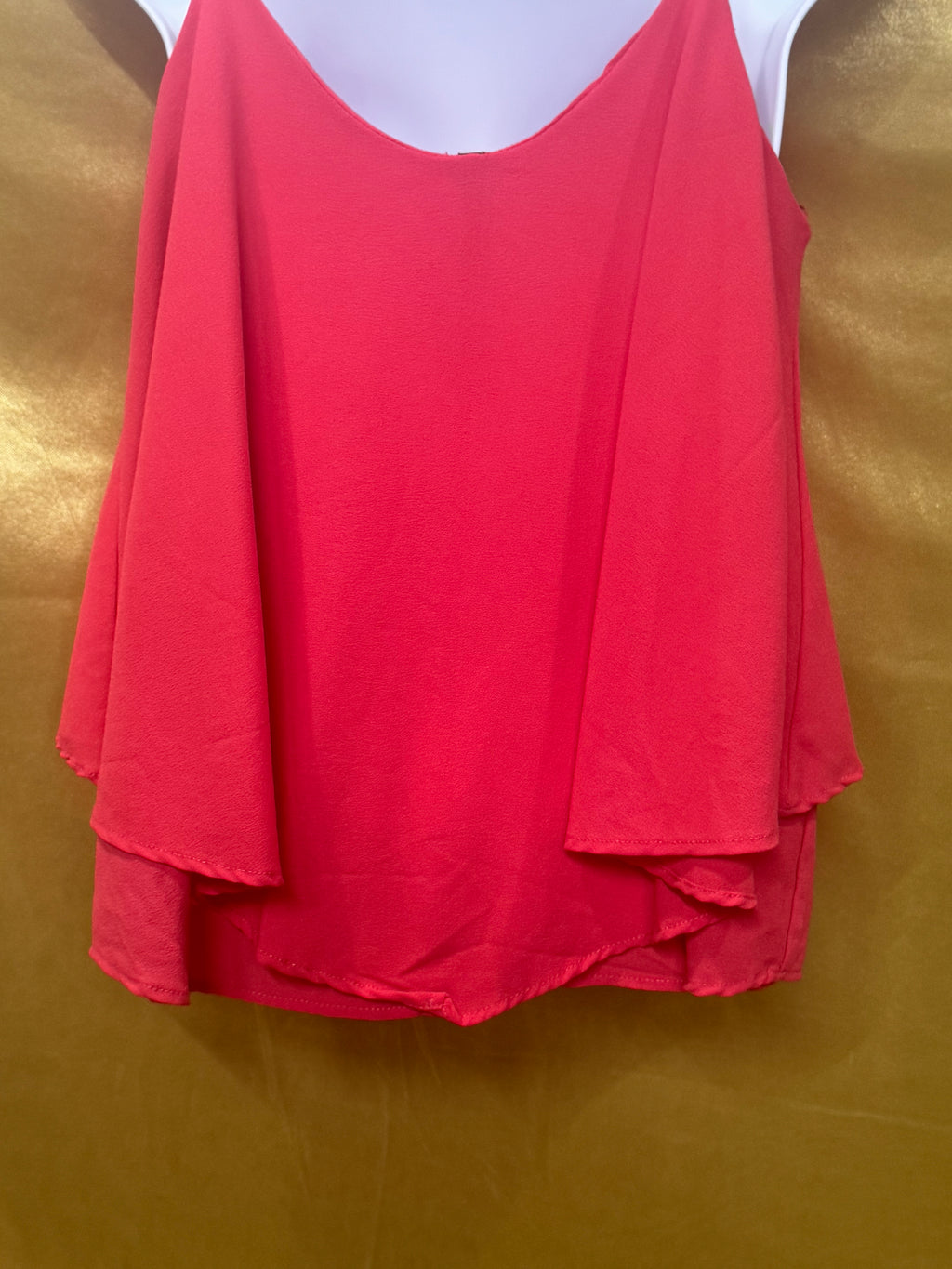 Paper Crane Coral Pink Tiered Layered Chiffon Cami Tank - Size M Made in USA