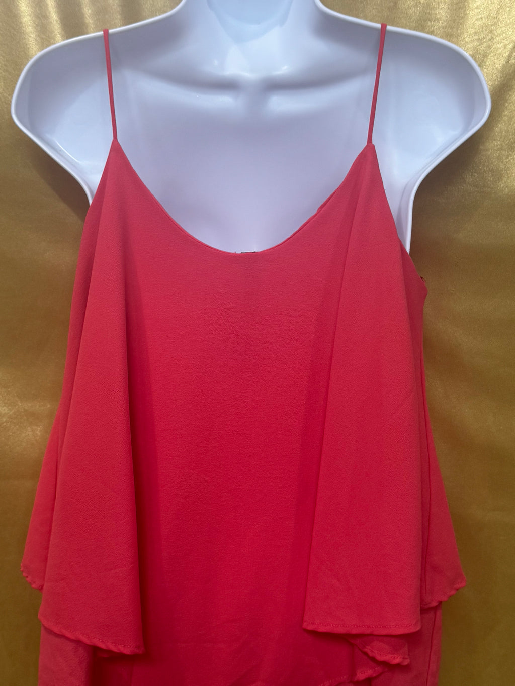 Paper Crane Coral Pink Tiered Layered Chiffon Cami Tank - Size M Made in USA