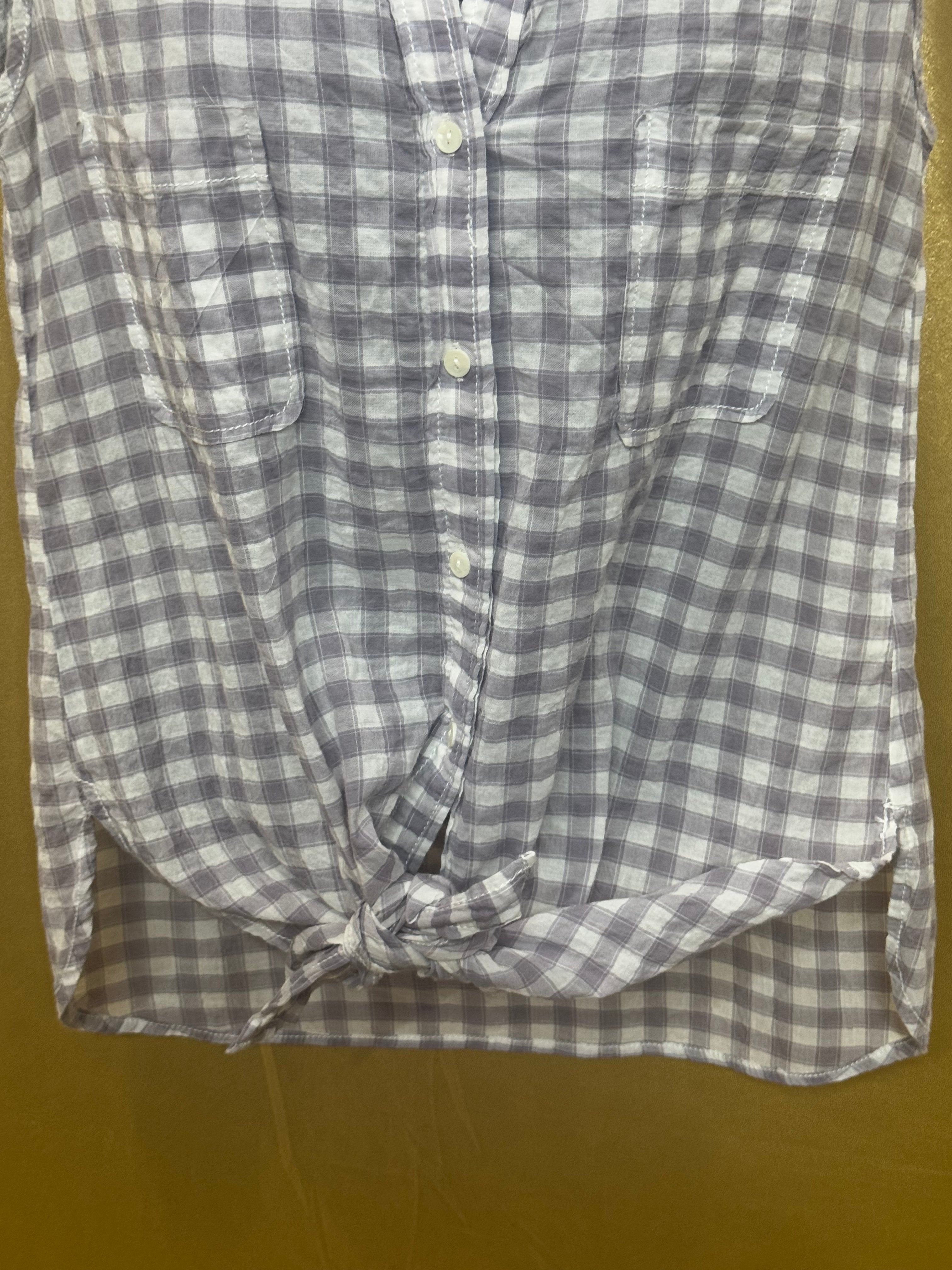 Max Studio Purple Gingham Sleeveless Tie-Front Top - Size M