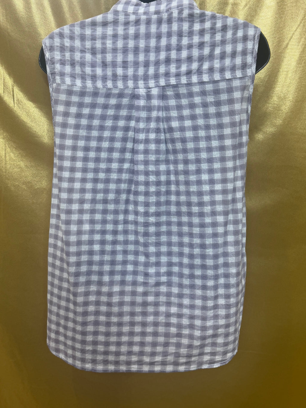Max Studio Purple Gingham Sleeveless Tie-Front Top - Size M