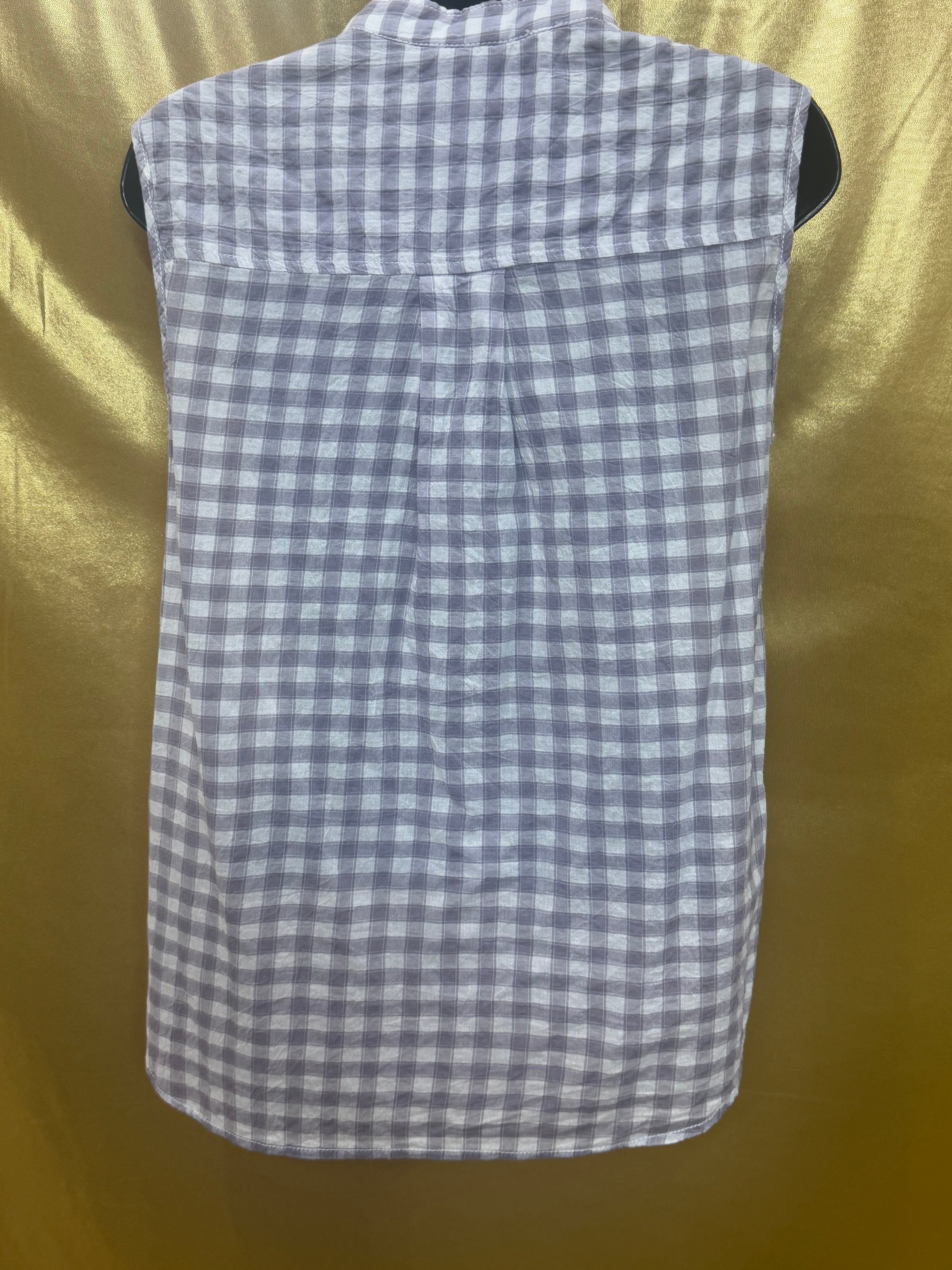 Max Studio Purple Gingham Sleeveless Tie-Front Top - Size M