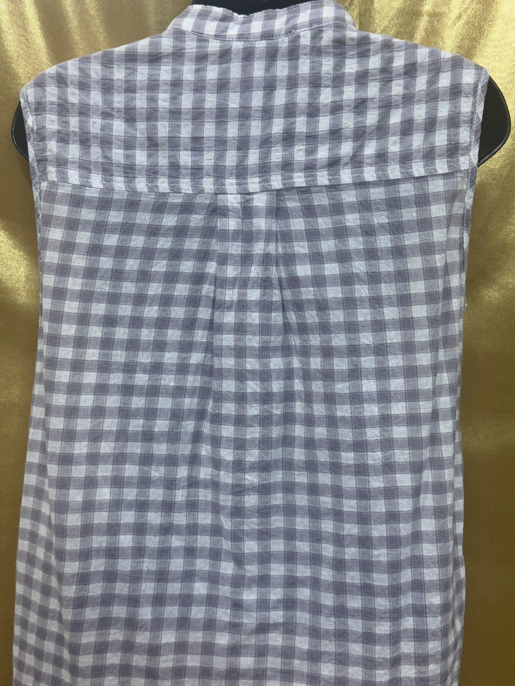 Max Studio Purple Gingham Sleeveless Tie-Front Top - Size M