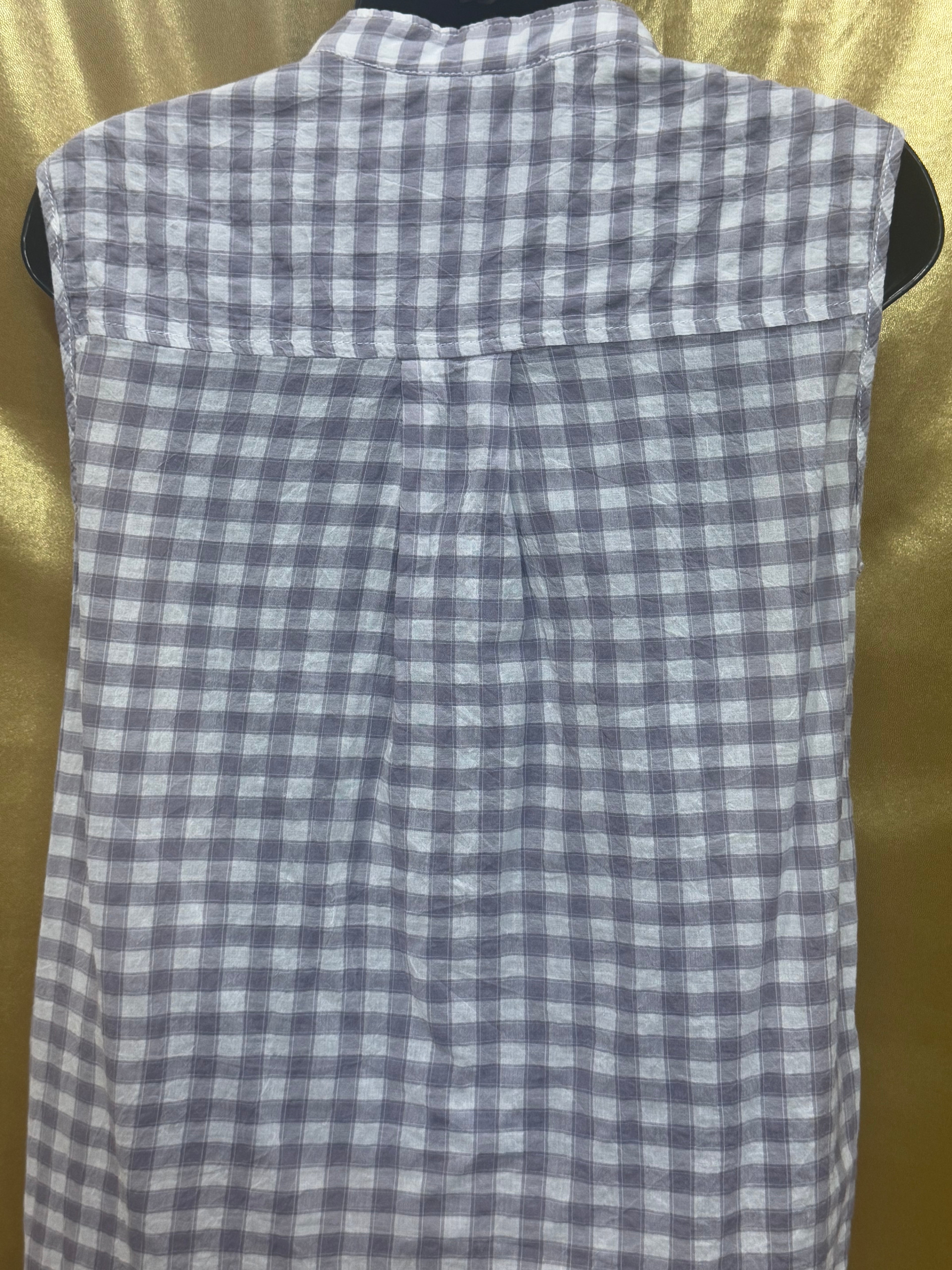 Max Studio Purple Gingham Sleeveless Tie-Front Top - Size M