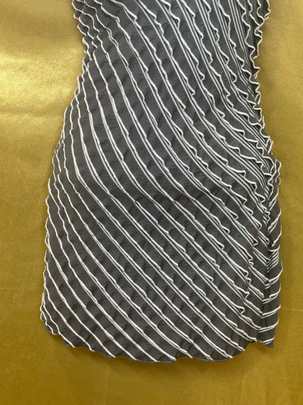 Rachael & Chloe Gray & White Striped Ruffle Tank Top - Size Medium