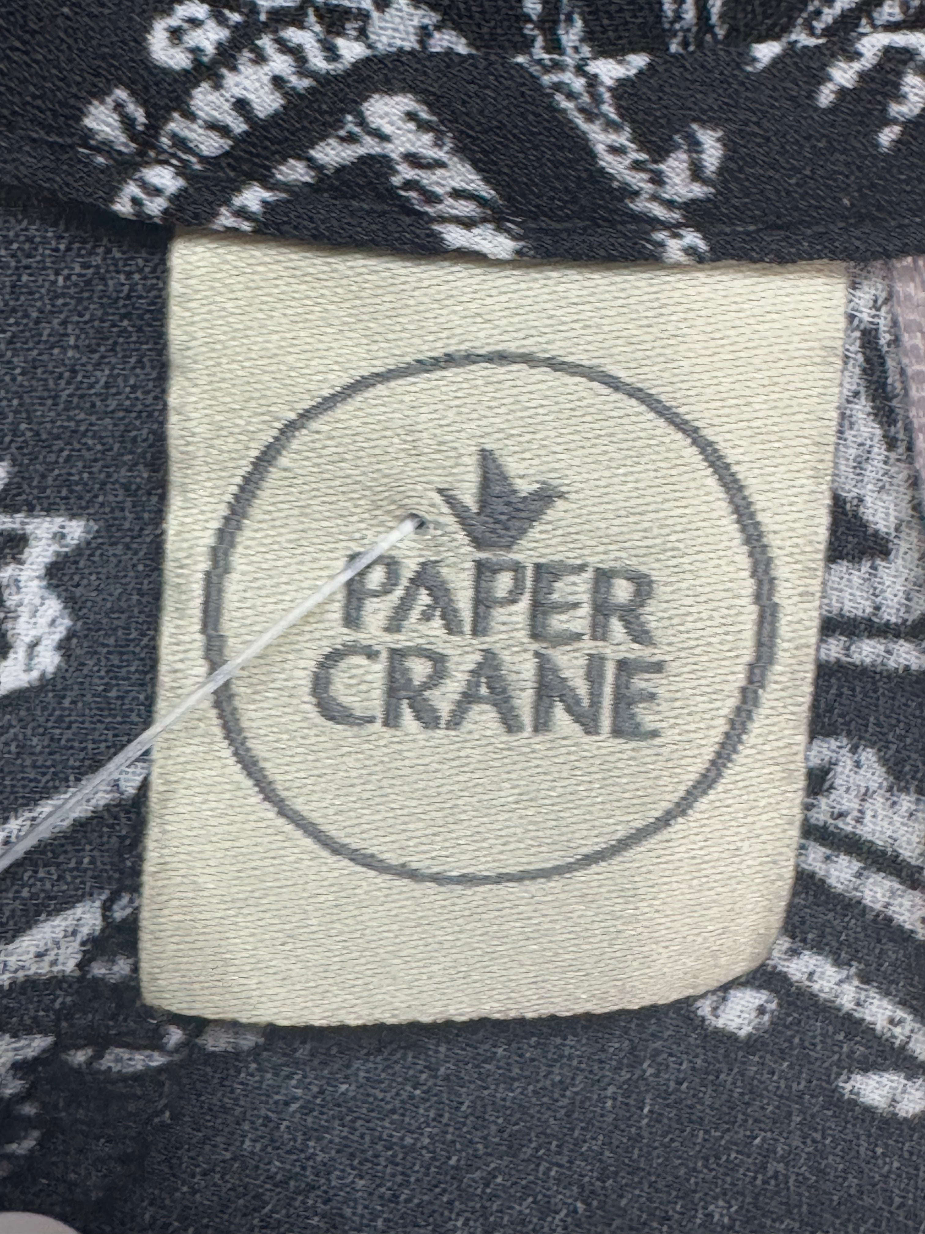 Paper Crane Black Paisley Lace Hem Tank Top Blouse - Medium