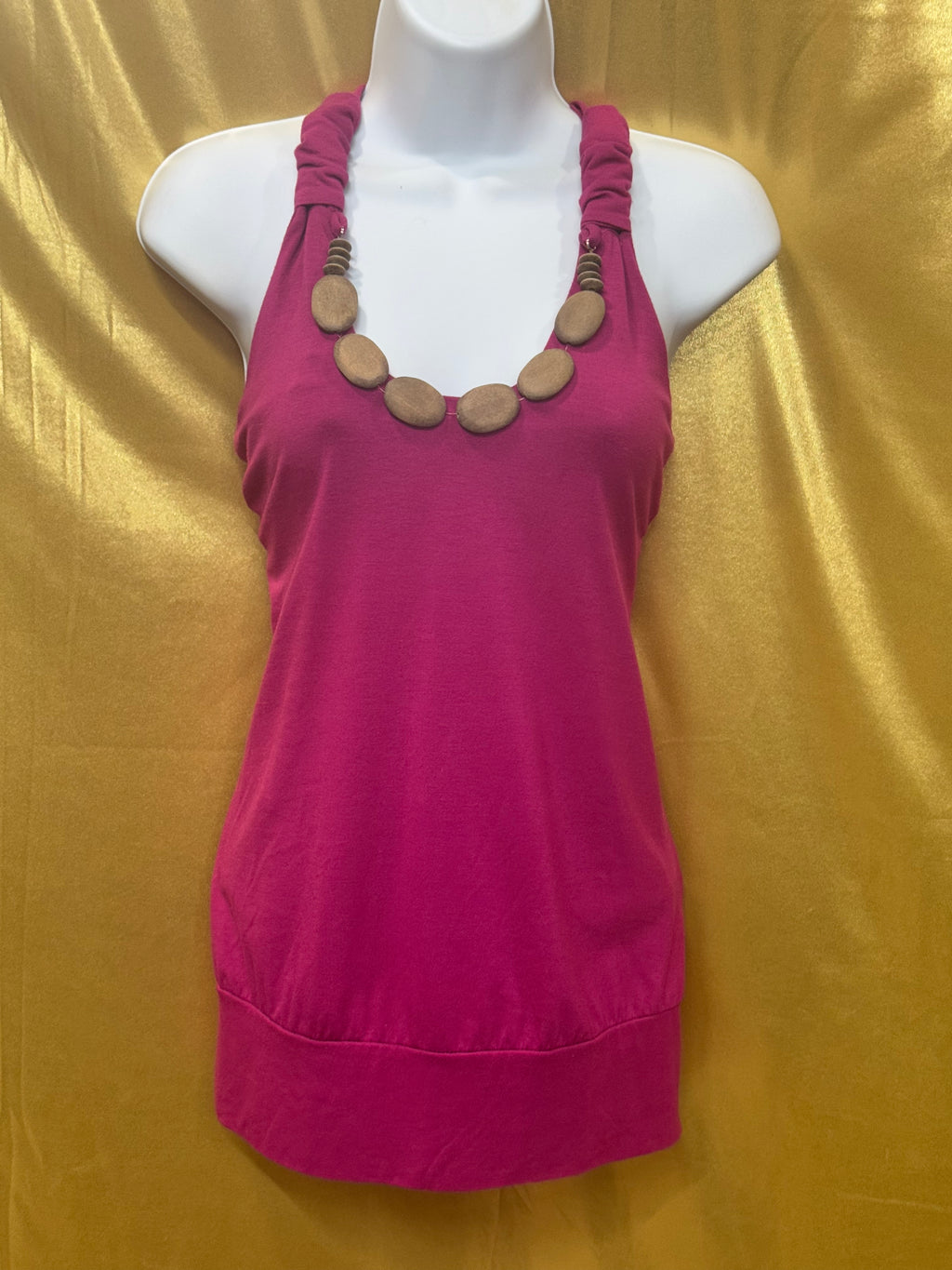 Y2K IZ Byer California Pink Beaded Halter Top M