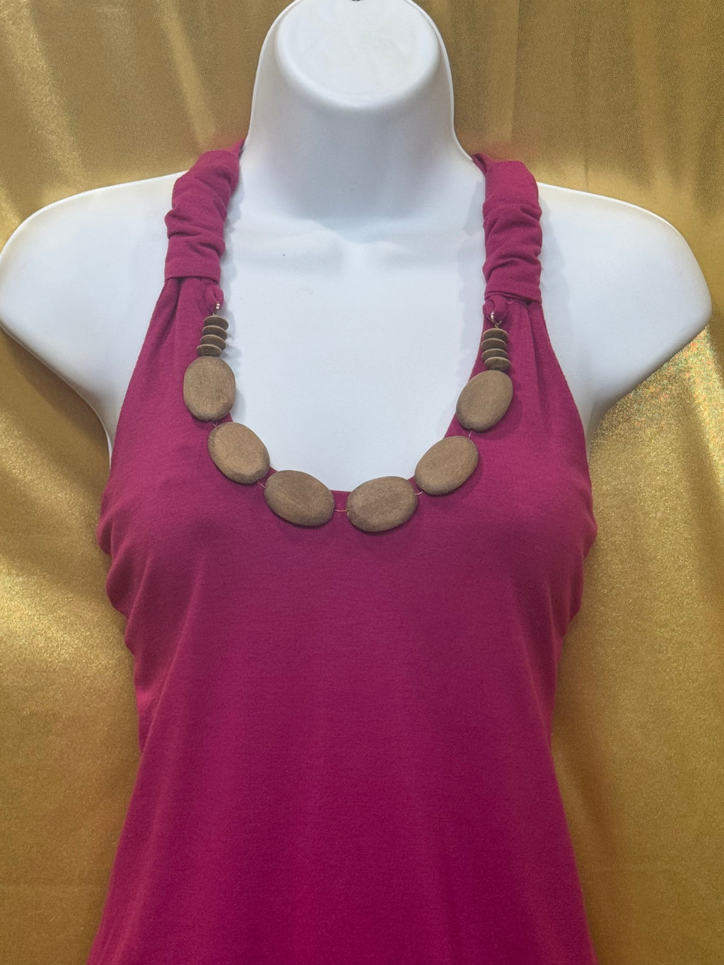 Y2K IZ Byer California Pink Beaded Halter Top M