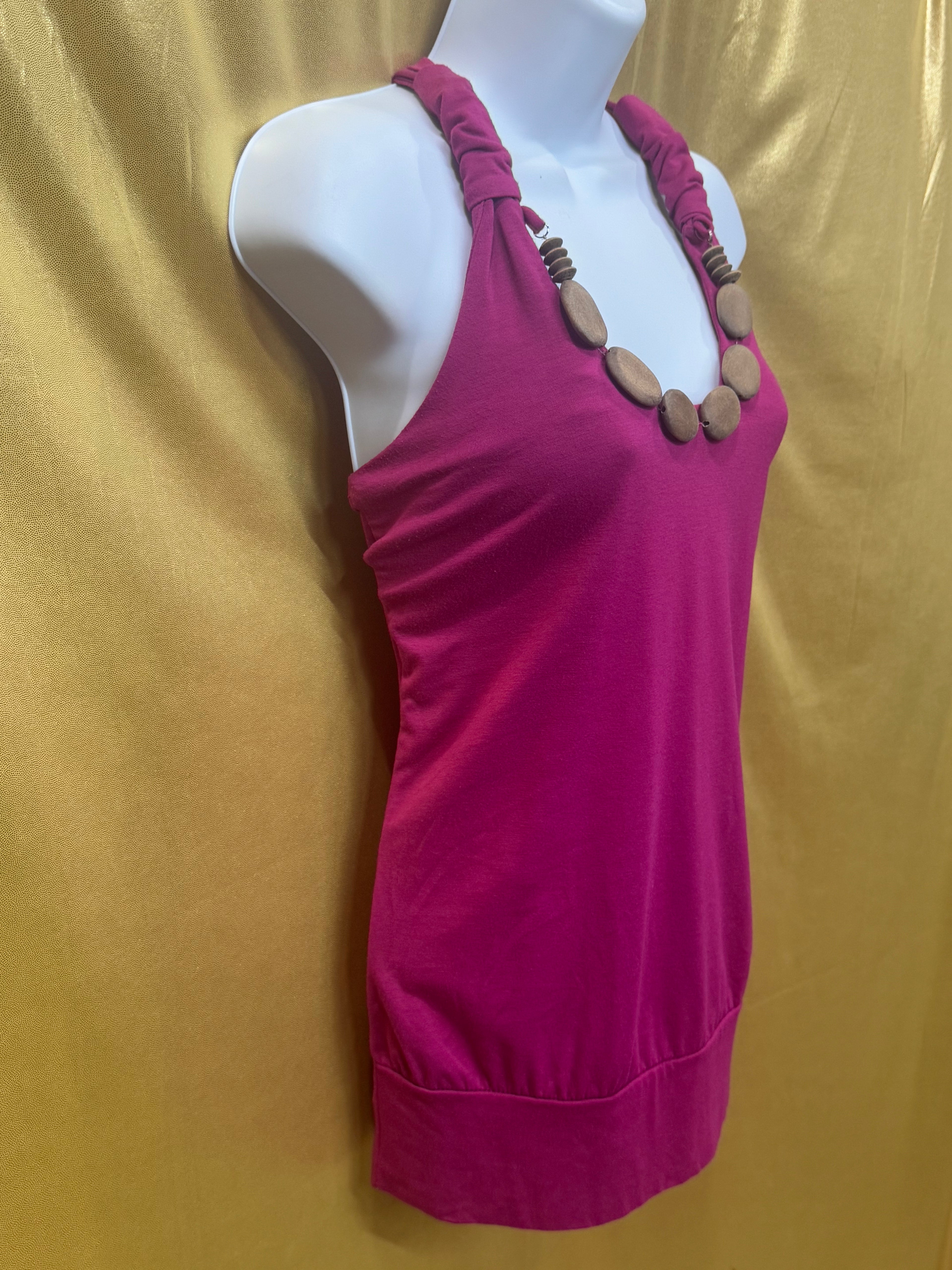 Y2K IZ Byer California Pink Beaded Halter Top M