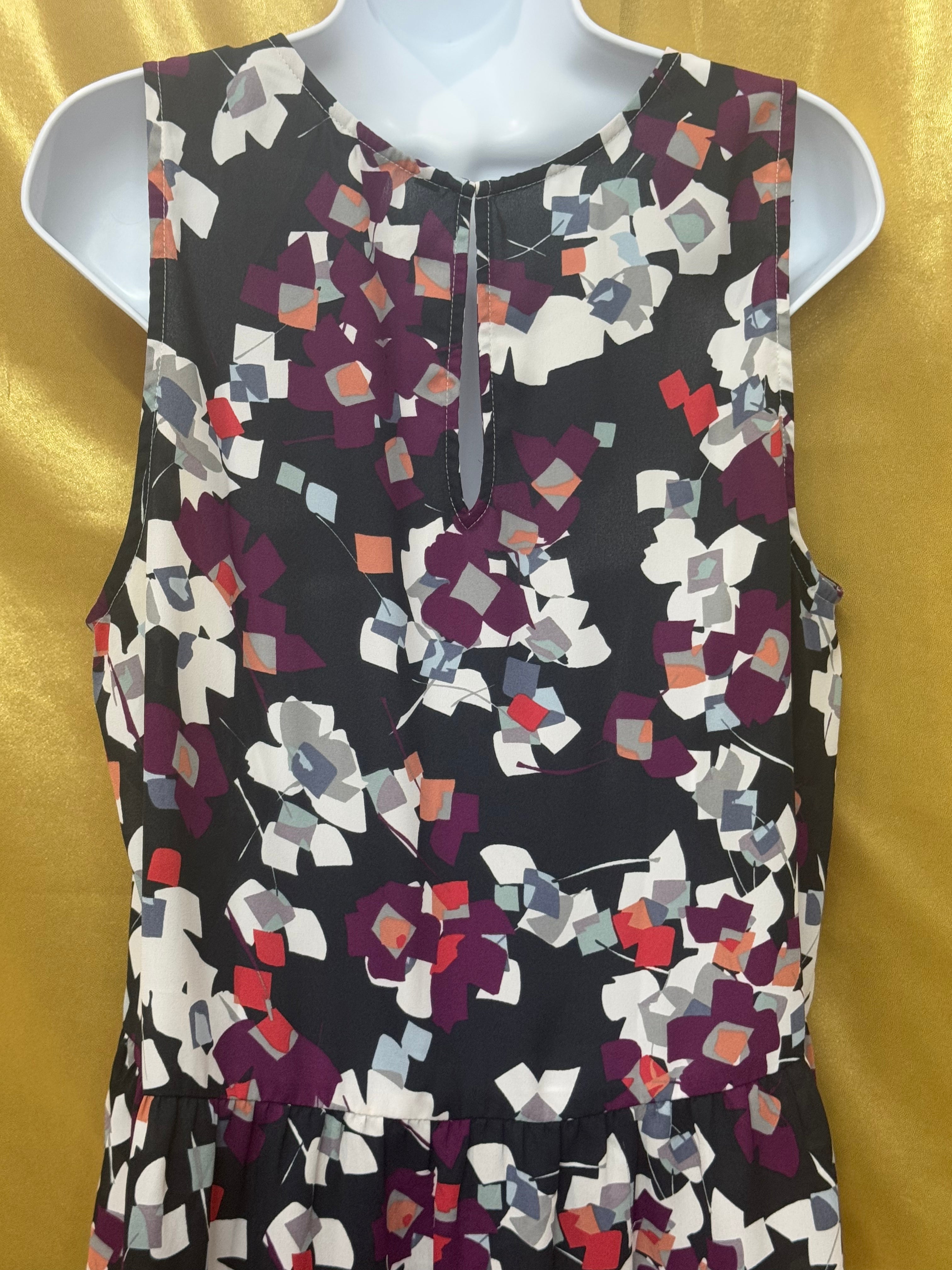 Banana Republic Sleeveless Peplum Top Size Medium Abstract Geometric Floral Blouse
