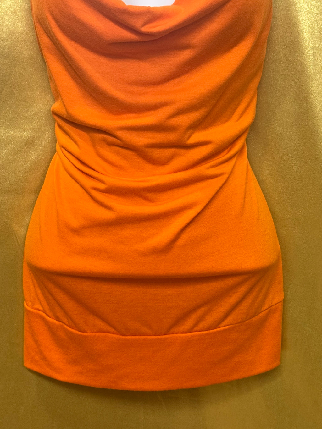 Allison Britney Orange Cowl Neck Bead-Strap Tank Blouse Medium