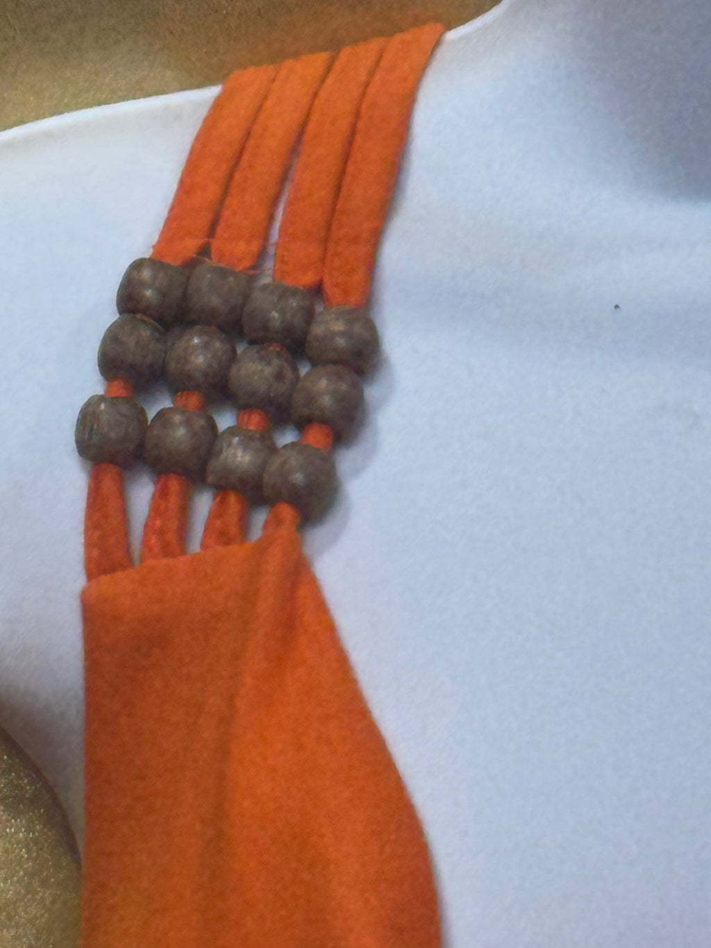 Allison Britney Orange Cowl Neck Bead-Strap Tank Blouse Medium