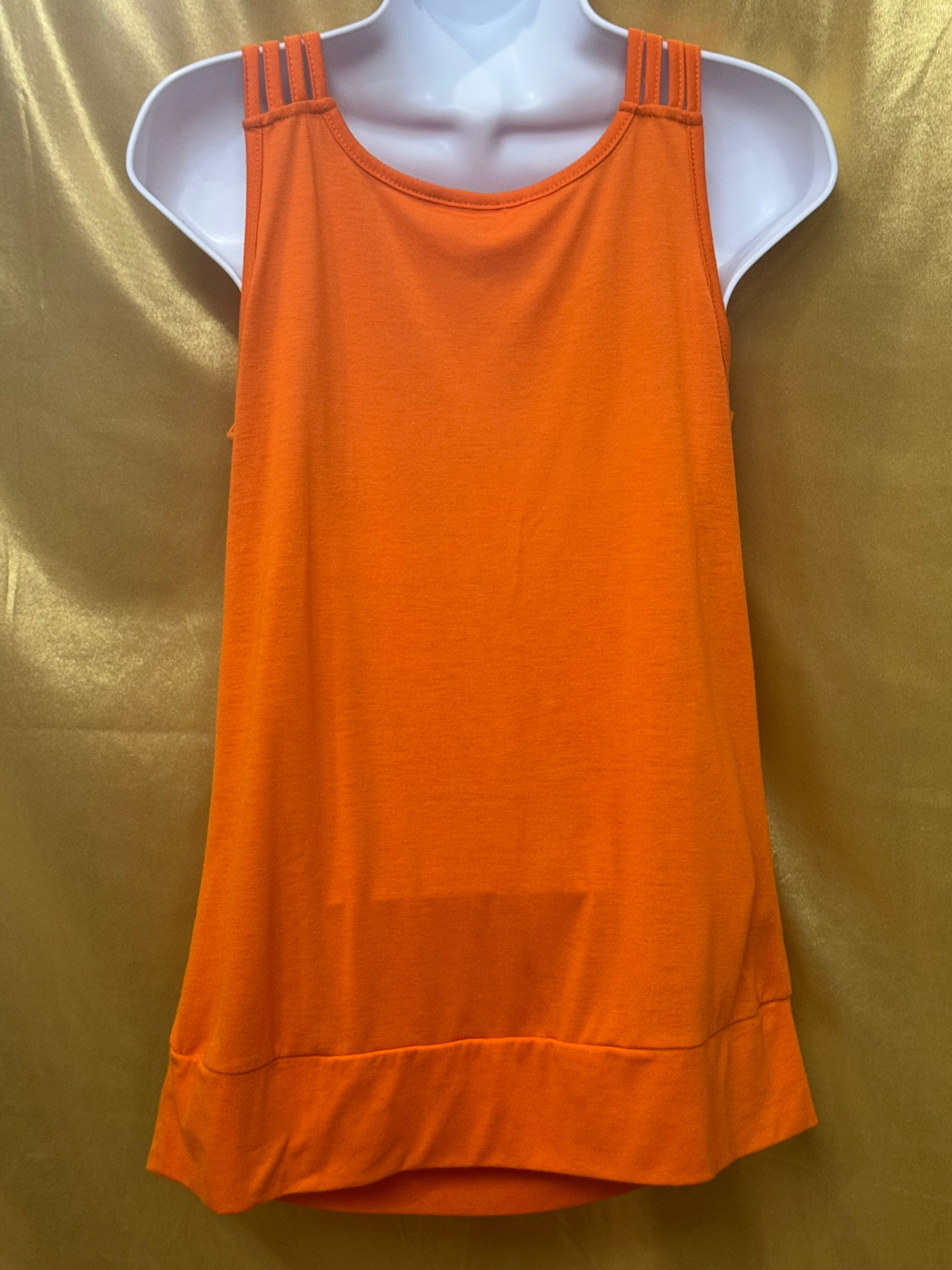 Allison Britney Orange Cowl Neck Bead-Strap Tank Blouse Medium