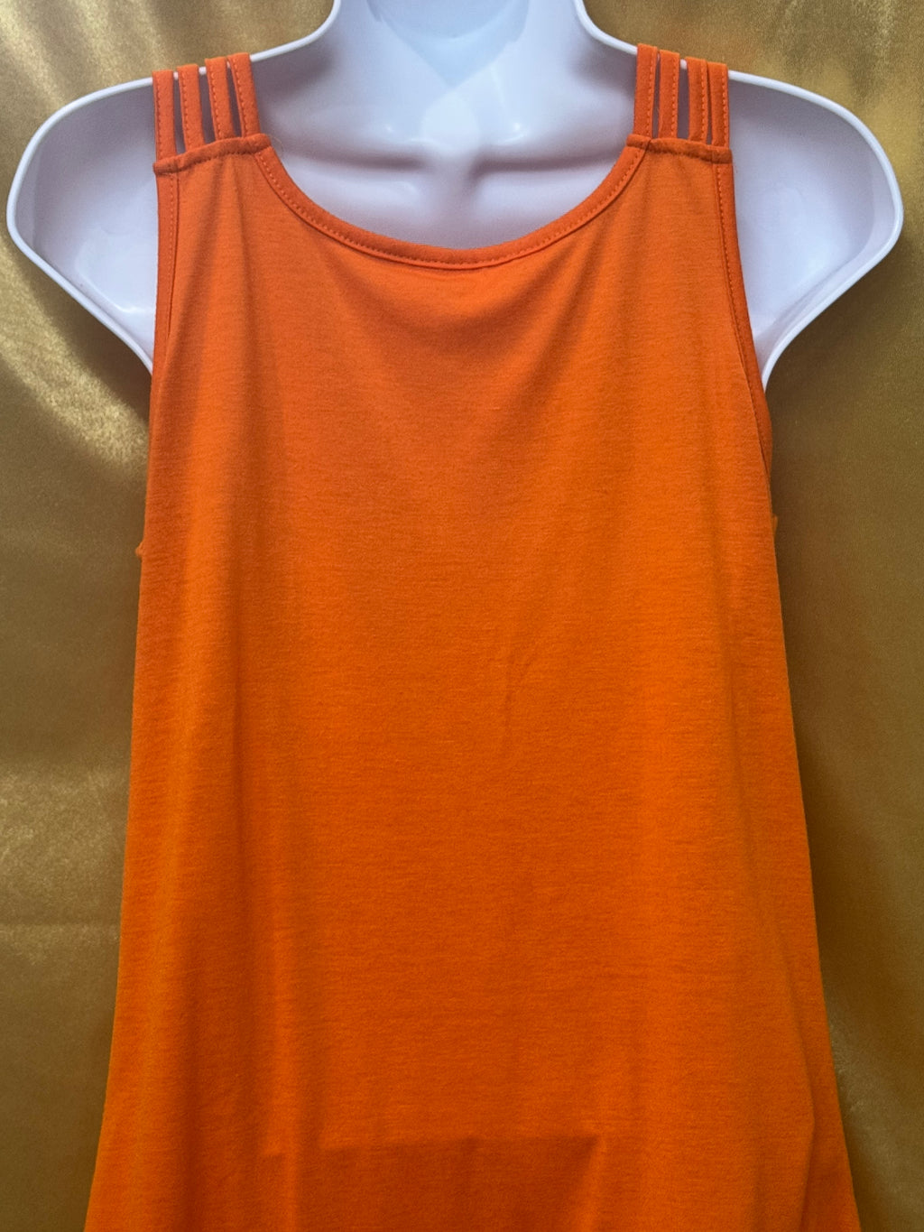Allison Britney Orange Cowl Neck Bead-Strap Tank Blouse Medium