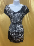 Cato Sheer Black & White Abstract Lace Trim Tunic Top Size Medium