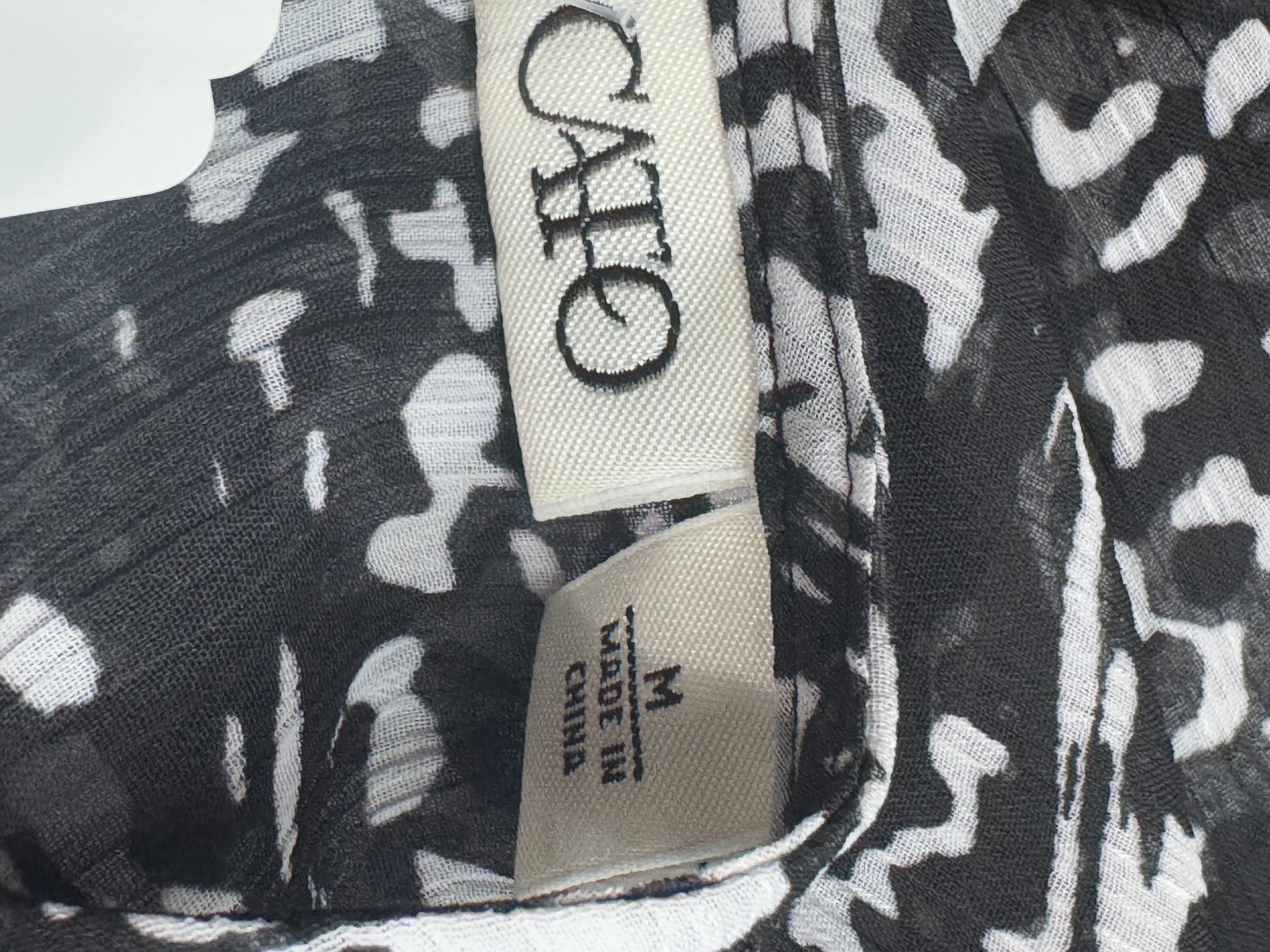 Cato Sheer Black & White Abstract Lace Trim Tunic Top Size Medium