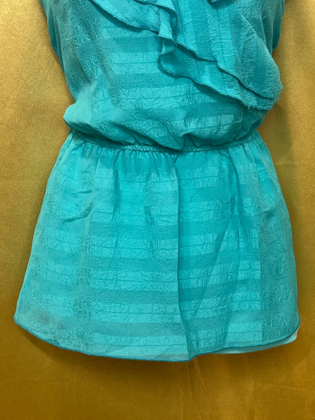 BCX Turquoise Ruffled Sleeveless Blouse Size Medium | Built-In Camisole