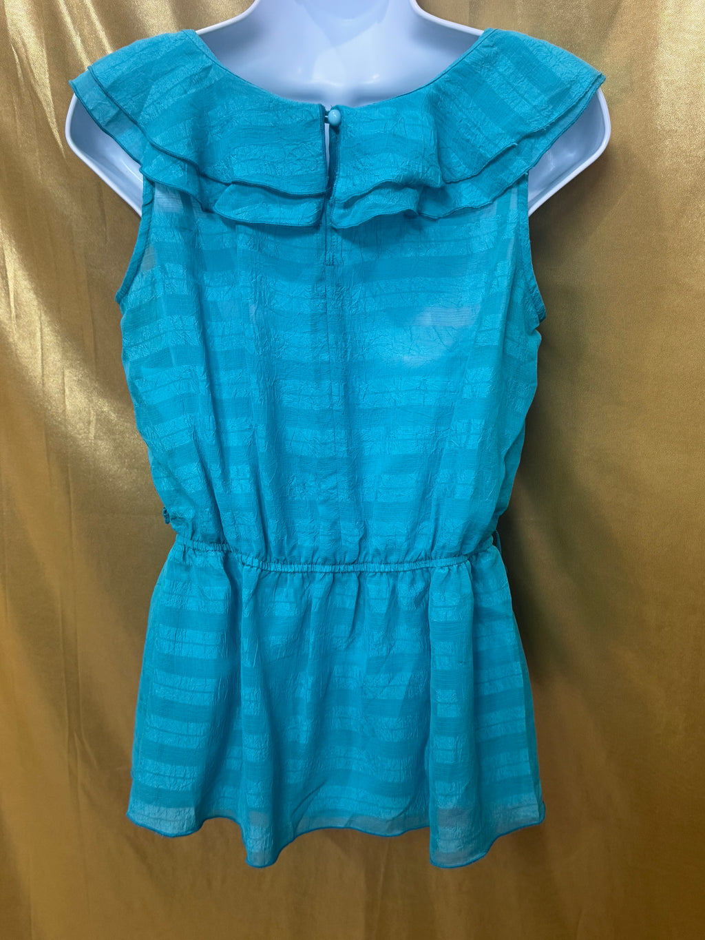 BCX Turquoise Ruffled Sleeveless Blouse Size Medium | Built-In Camisole