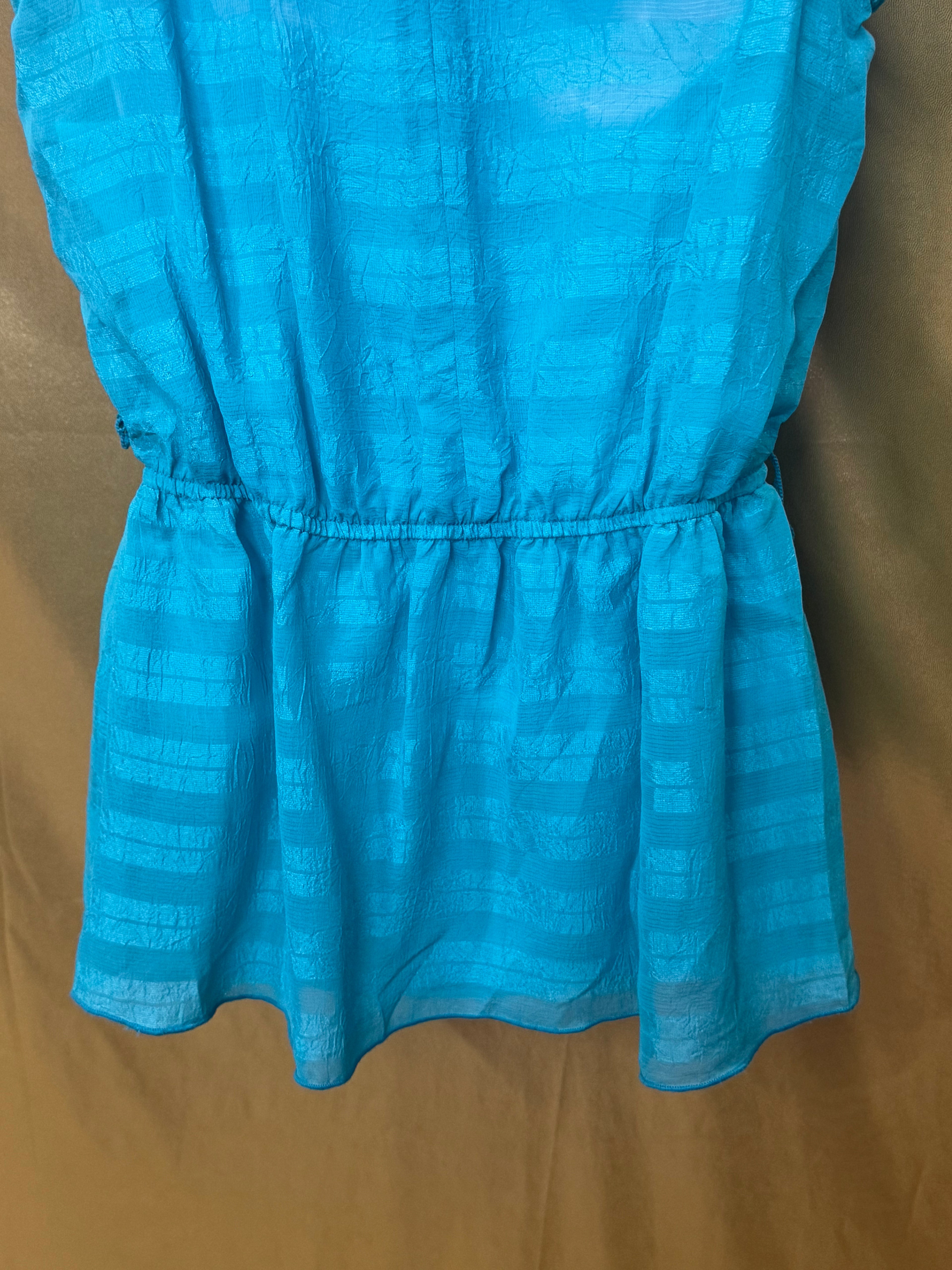 BCX Turquoise Ruffled Sleeveless Blouse Size Medium | Built-In Camisole