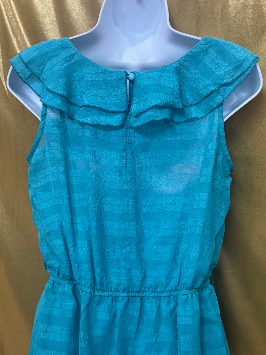 BCX Turquoise Ruffled Sleeveless Blouse Size Medium | Built-In Camisole