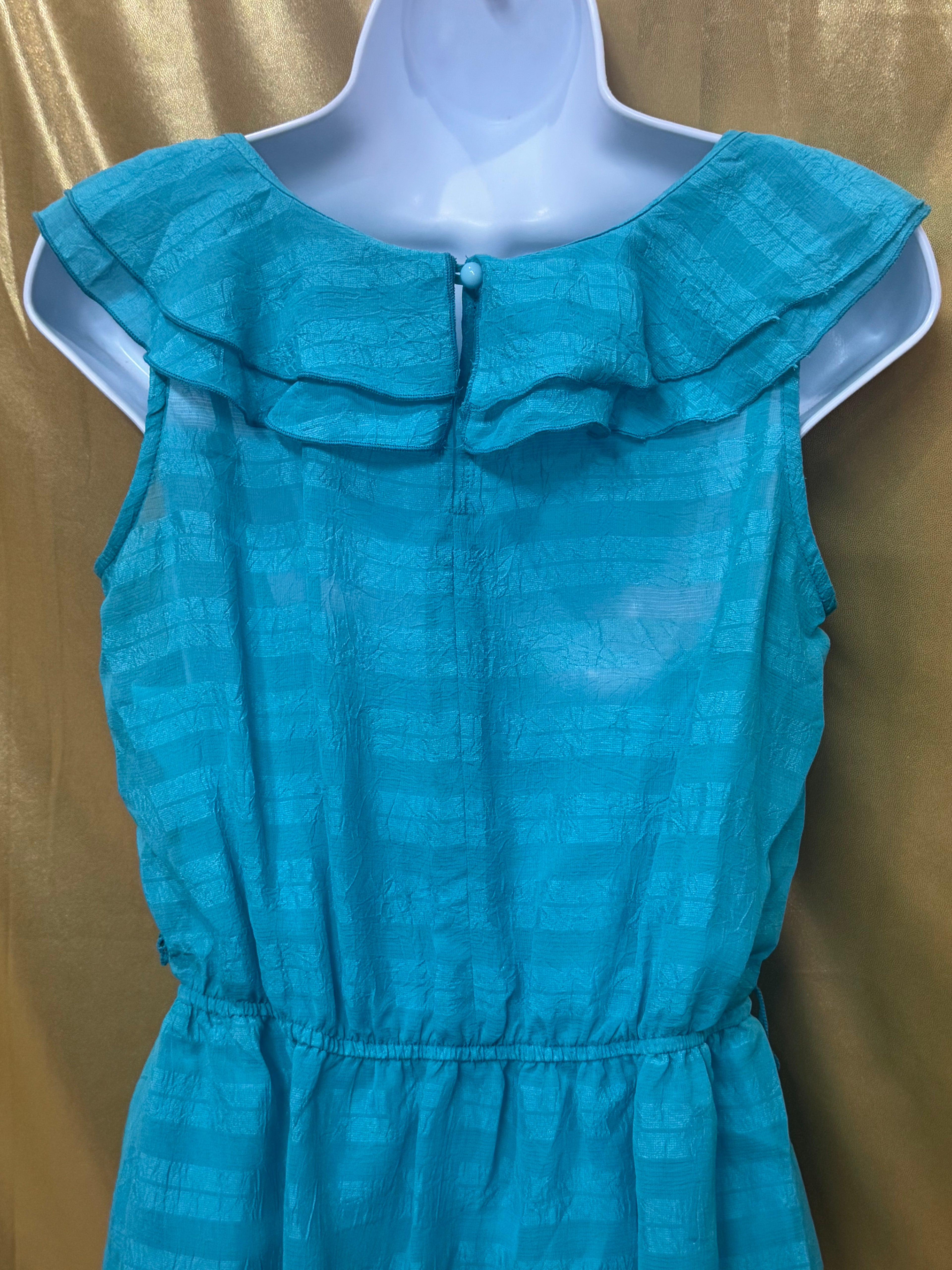 BCX Turquoise Ruffled Sleeveless Blouse Size Medium | Built-In Camisole