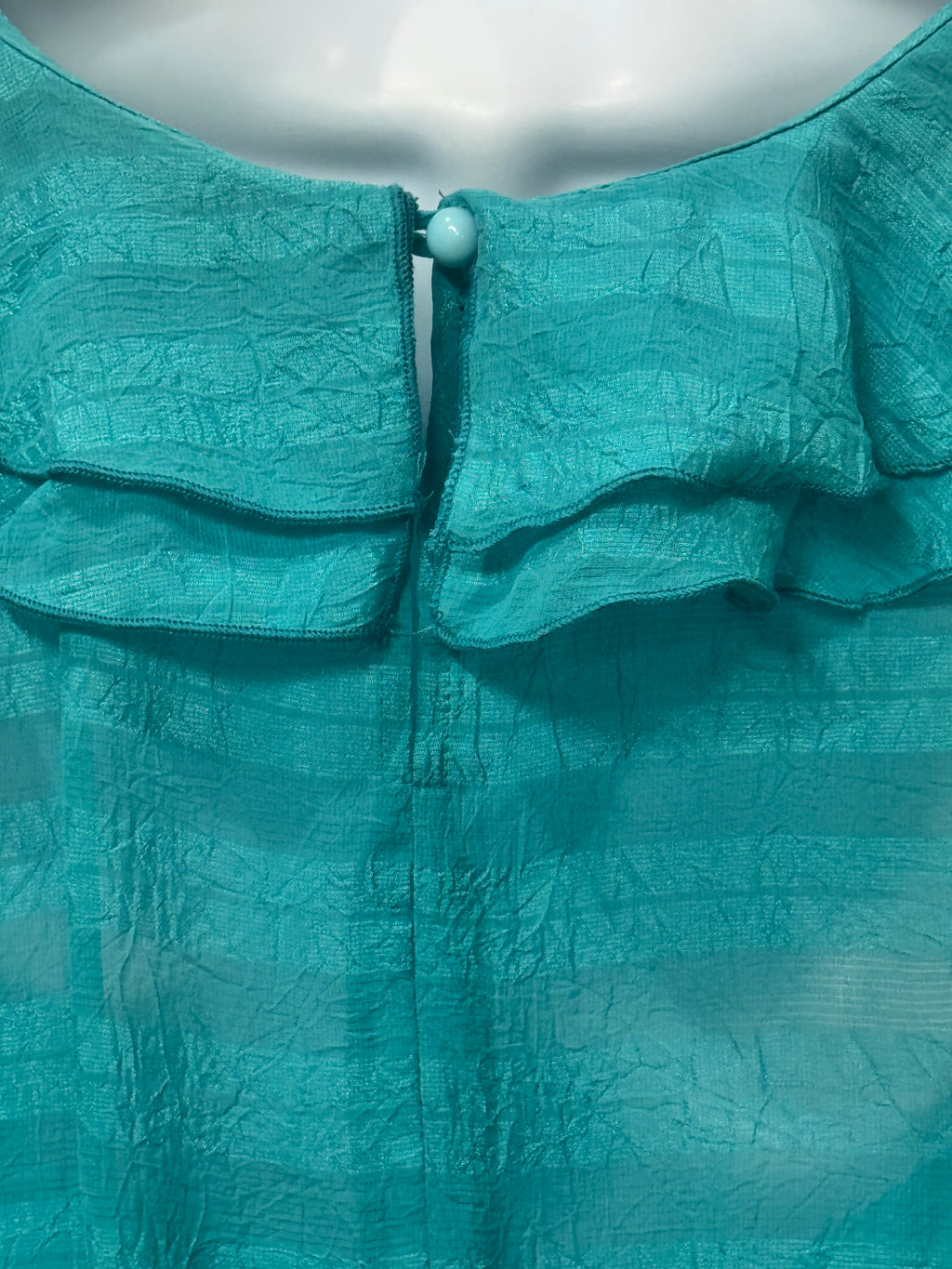 BCX Turquoise Ruffled Sleeveless Blouse Size Medium | Built-In Camisole