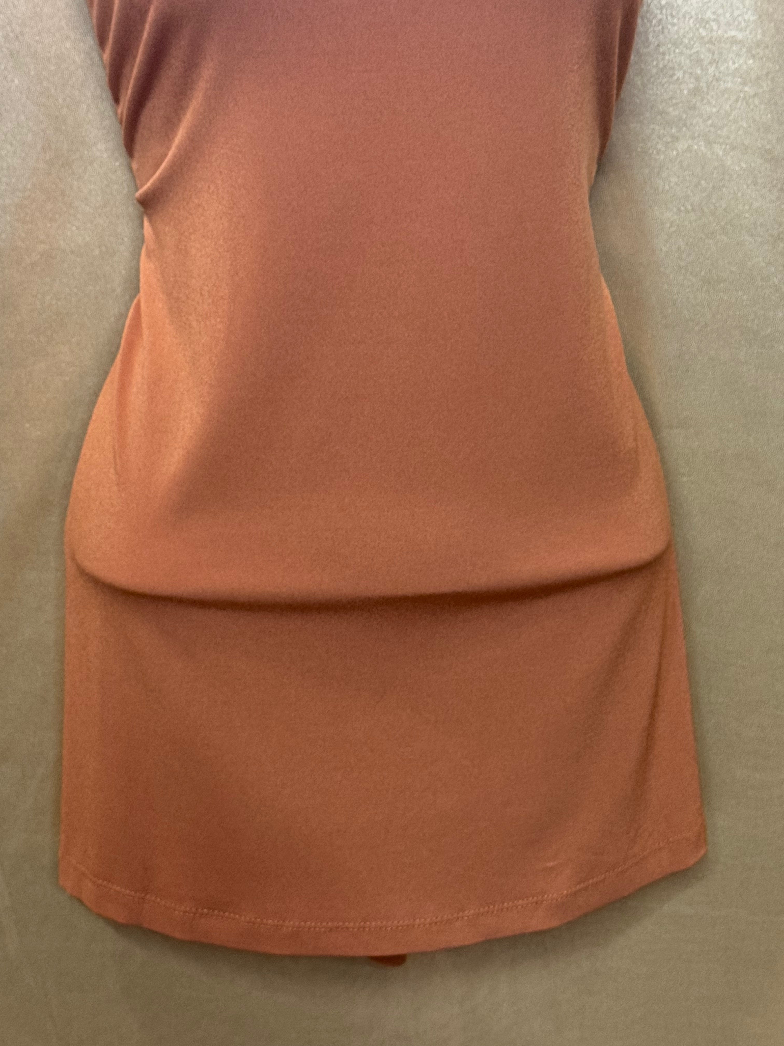 Susan Graver Liquid Knit Tank Top Size M Burnt Orange Scoop Neck Side Slits