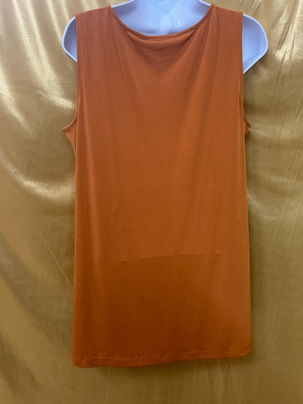 Susan Graver Liquid Knit Tank Top Size M Burnt Orange Scoop Neck Side Slits