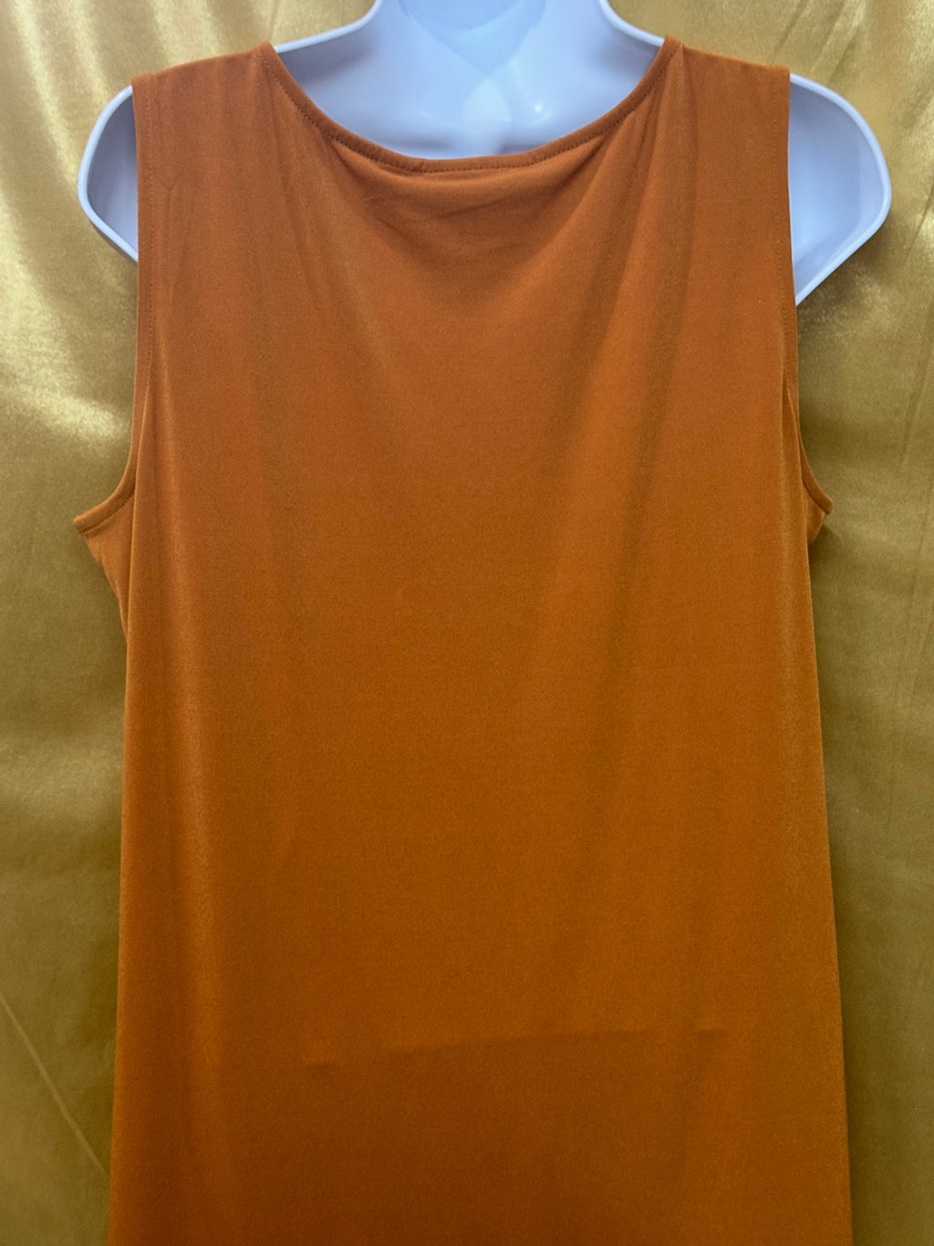 Susan Graver Liquid Knit Tank Top Size M Burnt Orange Scoop Neck Side Slits
