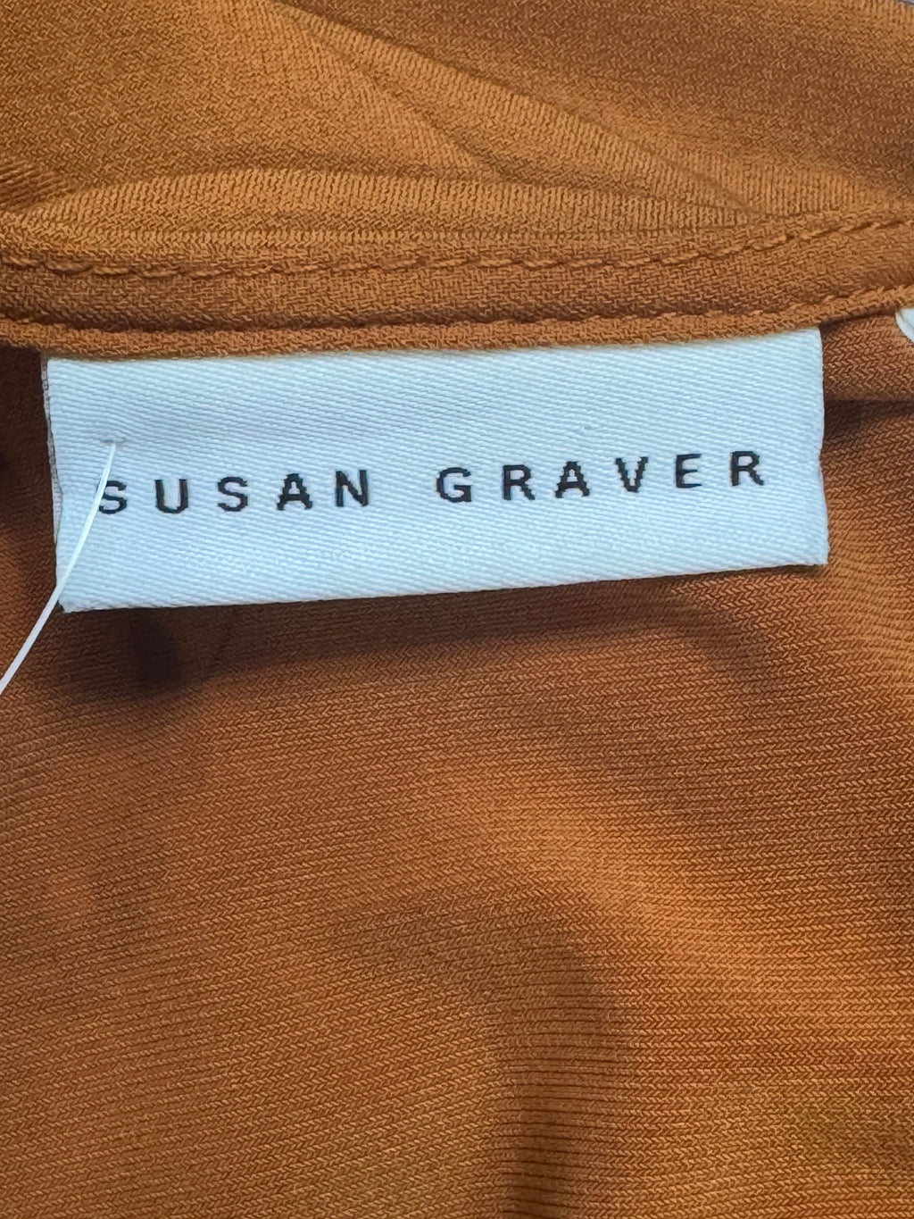 Susan Graver Liquid Knit Tank Top Size M Burnt Orange Scoop Neck Side Slits