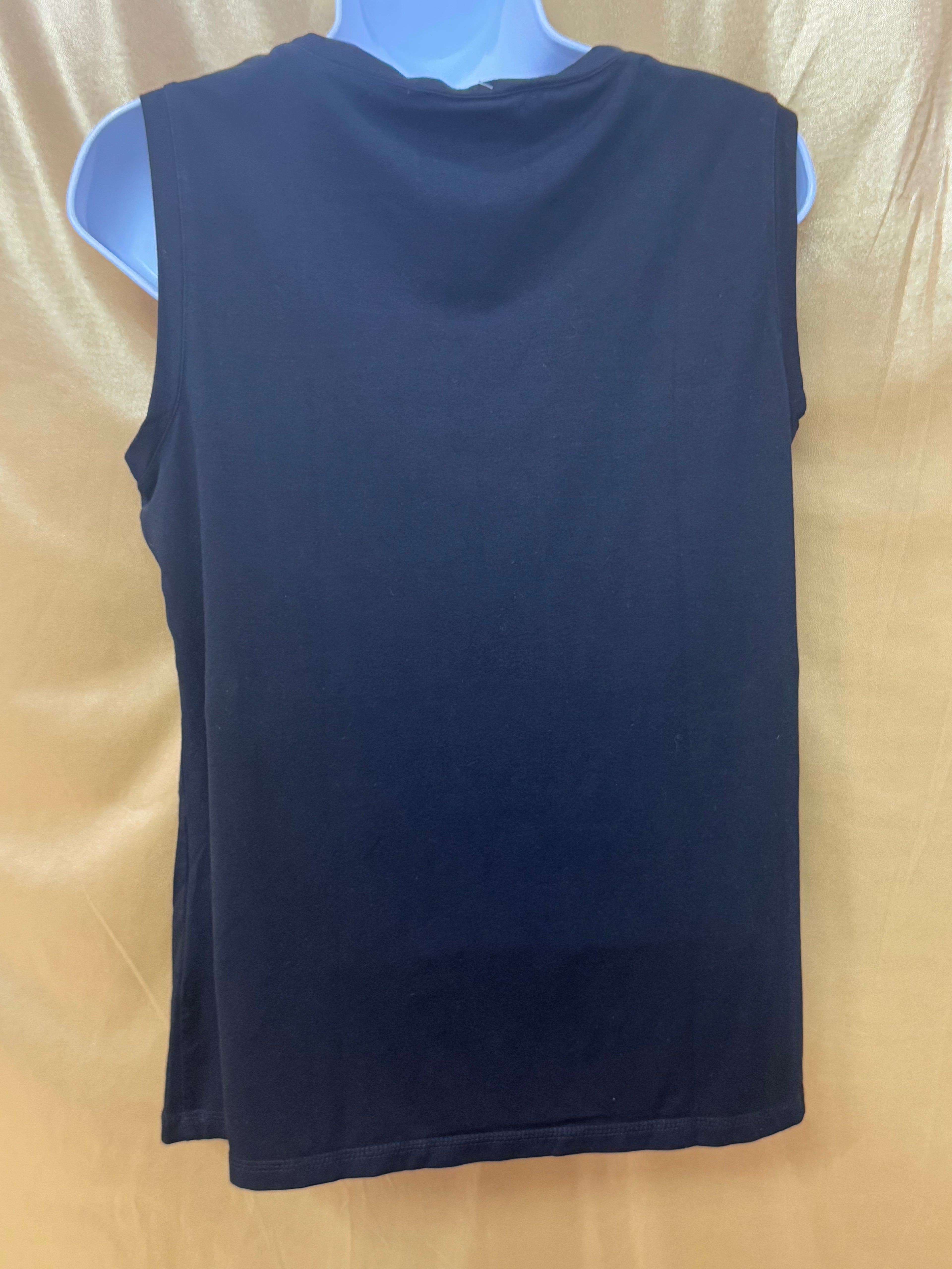 L.L. Bean Black Sleeveless Tank Top Size M Tencel Spandex Blend Shirred Scoop Neck