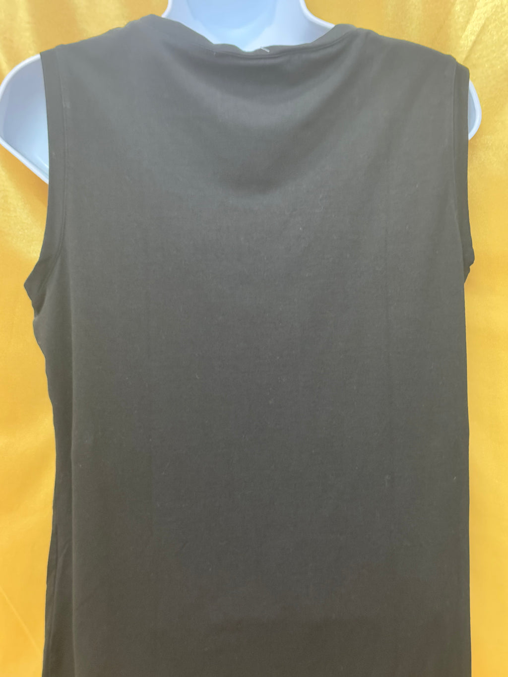 L.L. Bean Black Sleeveless Tank Top Size M Tencel Spandex Blend Shirred Scoop Neck