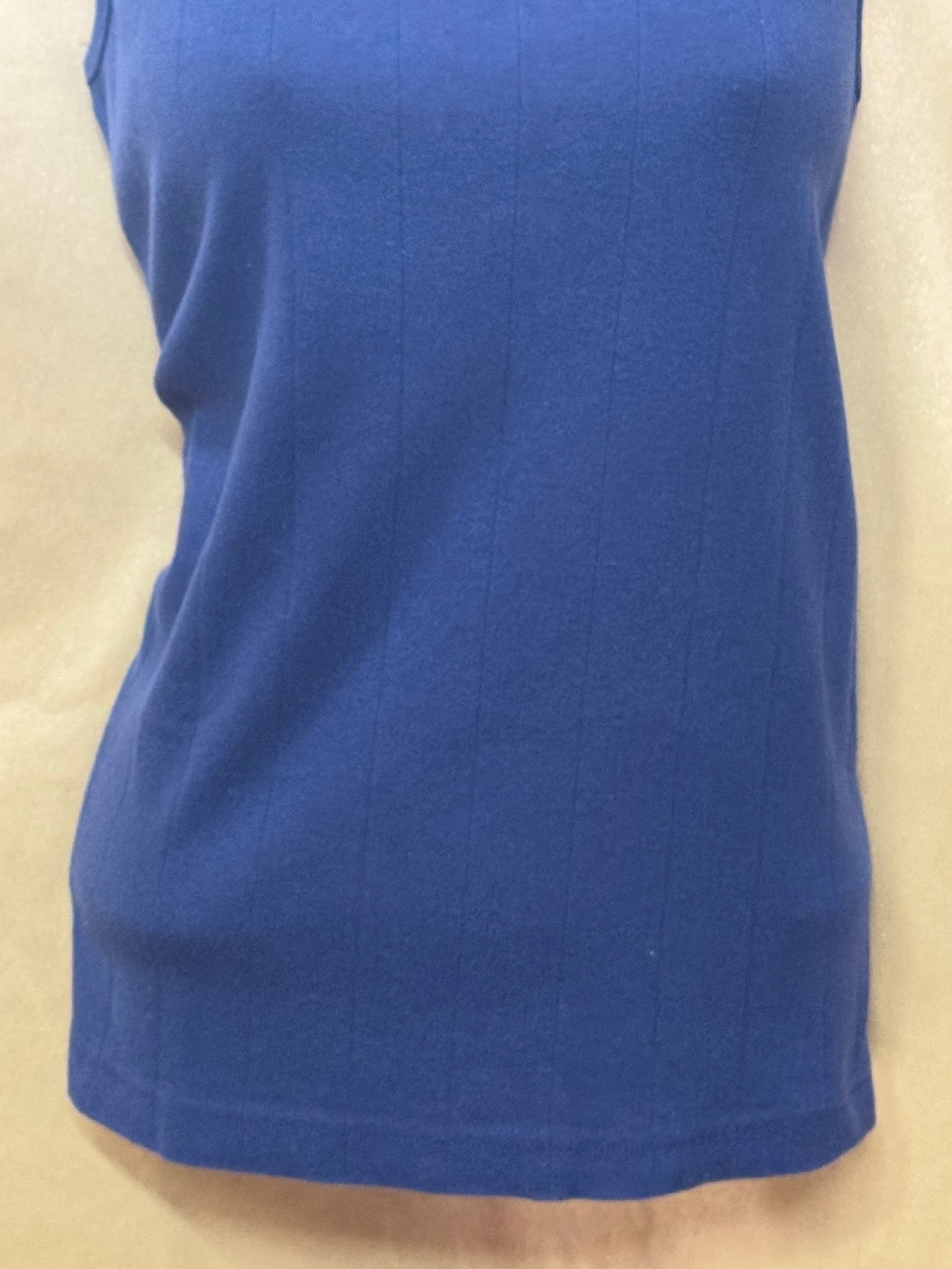 Christopher & Banks Navy Blue Ribbed Tank Top Side Slit Size M 100% Cotton