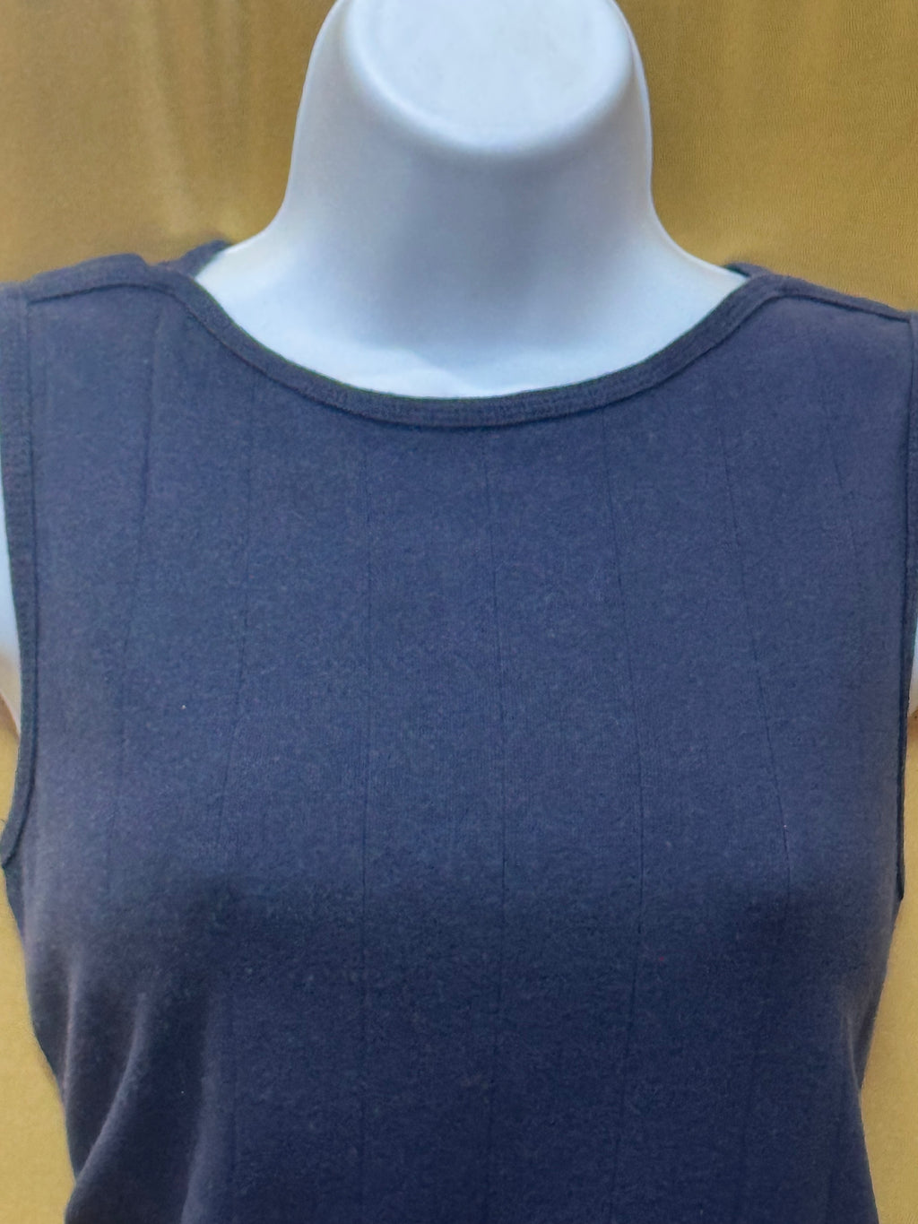 Christopher & Banks Navy Blue Ribbed Tank Top Side Slit Size M 100% Cotton