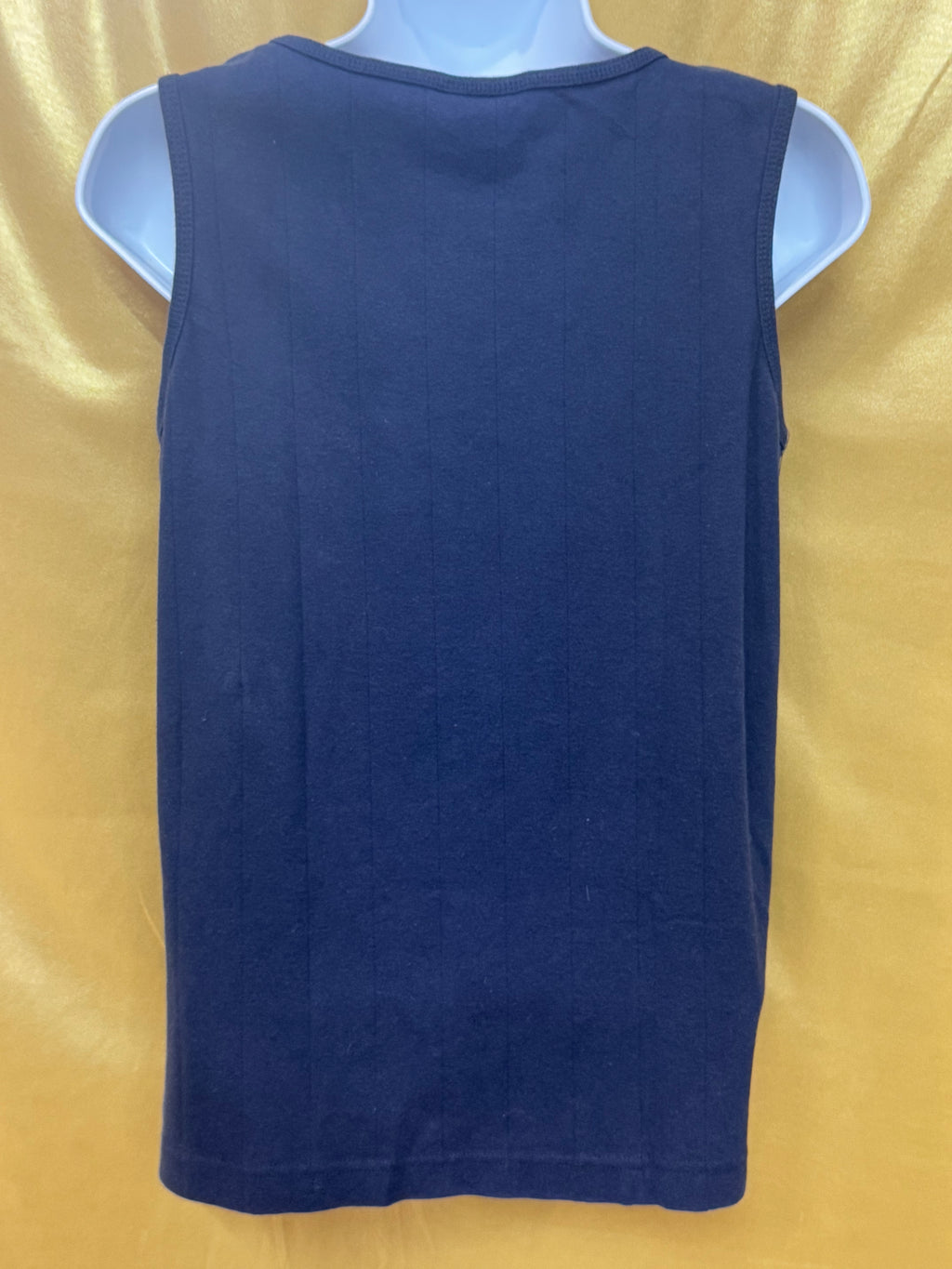 Christopher & Banks Navy Blue Ribbed Tank Top Side Slit Size M 100% Cotton