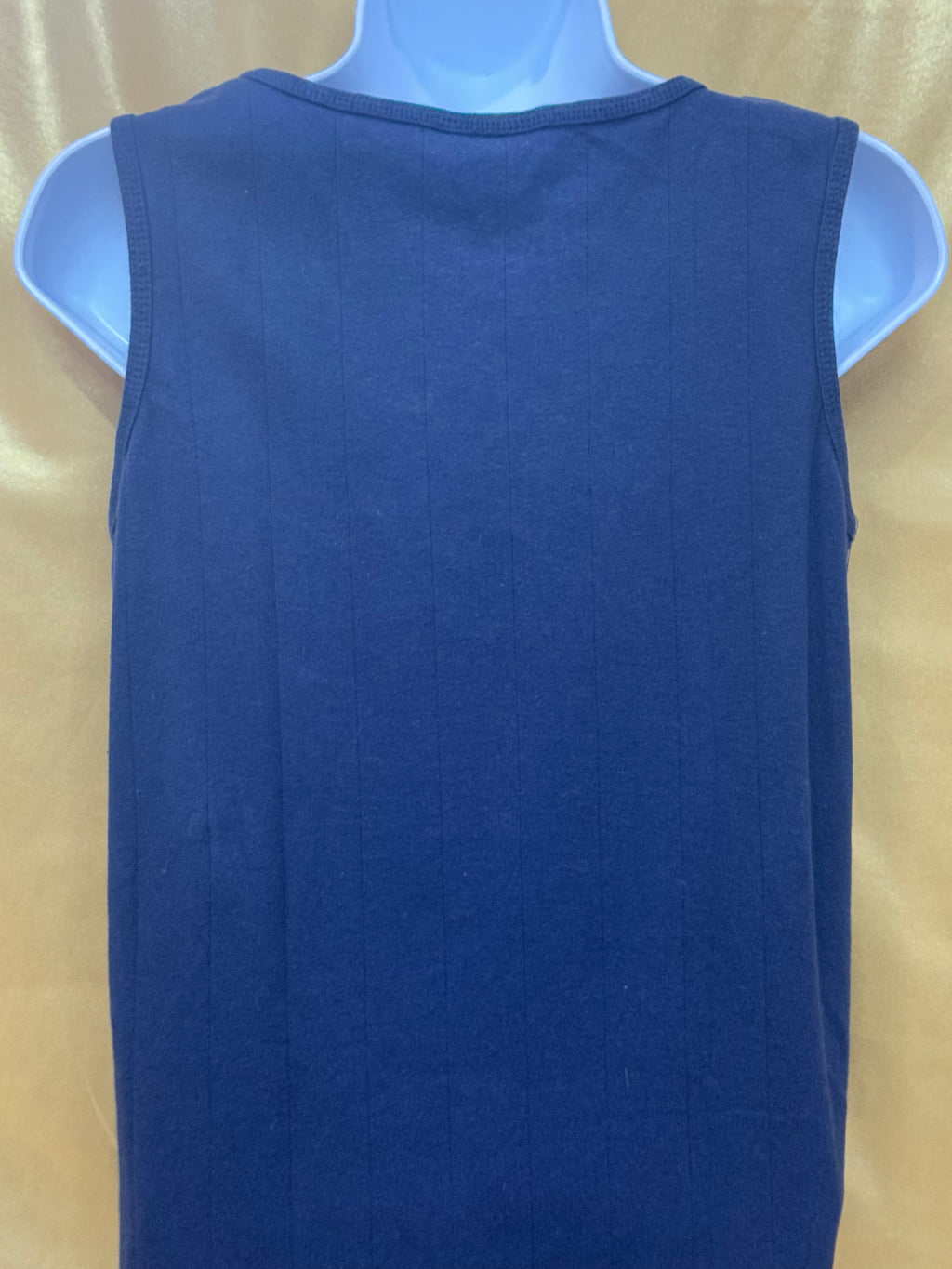 Christopher & Banks Navy Blue Ribbed Tank Top Side Slit Size M 100% Cotton