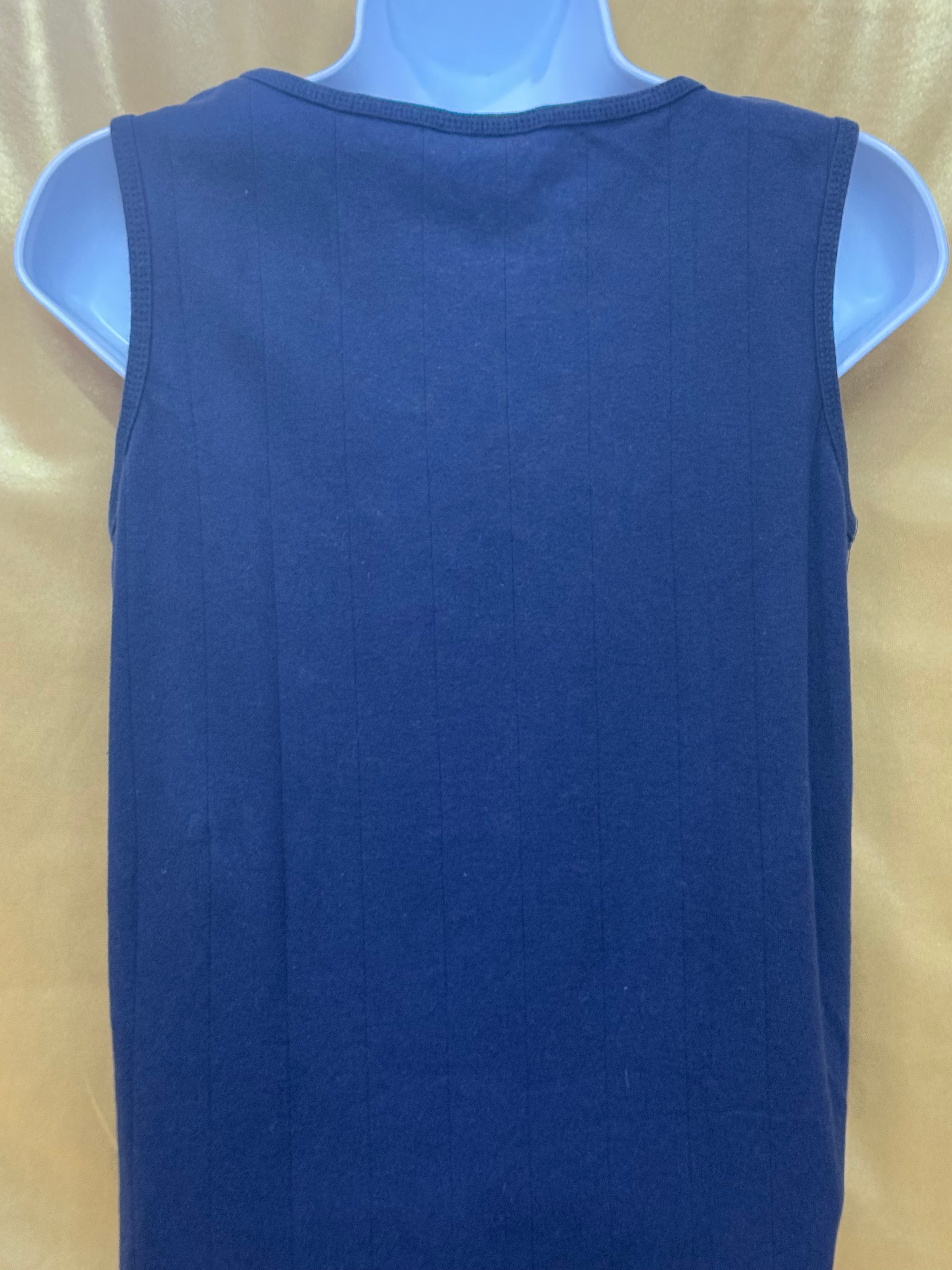 Christopher & Banks Navy Blue Ribbed Tank Top Side Slit Size M 100% Cotton