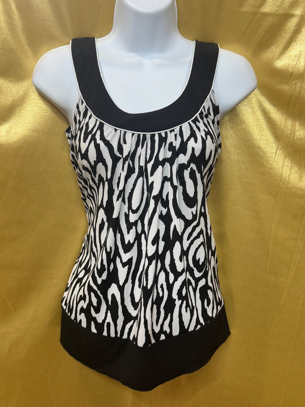 IZ Byer California Zebra Print Contrast Hem Halter Tank Top - Size Small