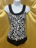 IZ Byer California Zebra Print Contrast Hem Halter Tank Top - Size Small
