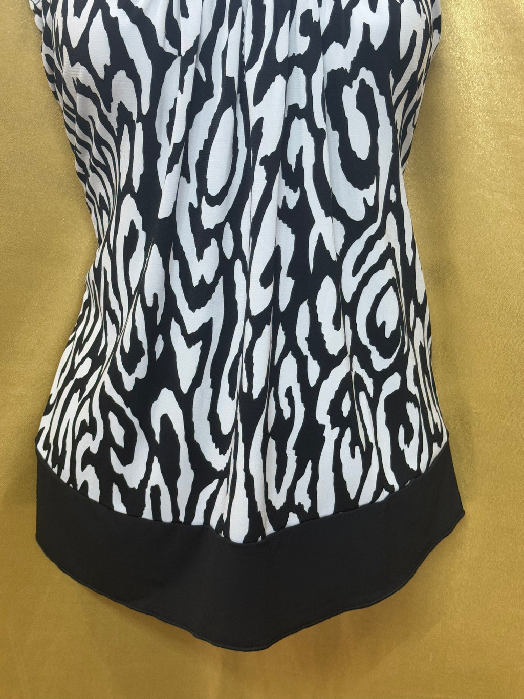 IZ Byer California Zebra Print Contrast Hem Halter Tank Top - Size Small