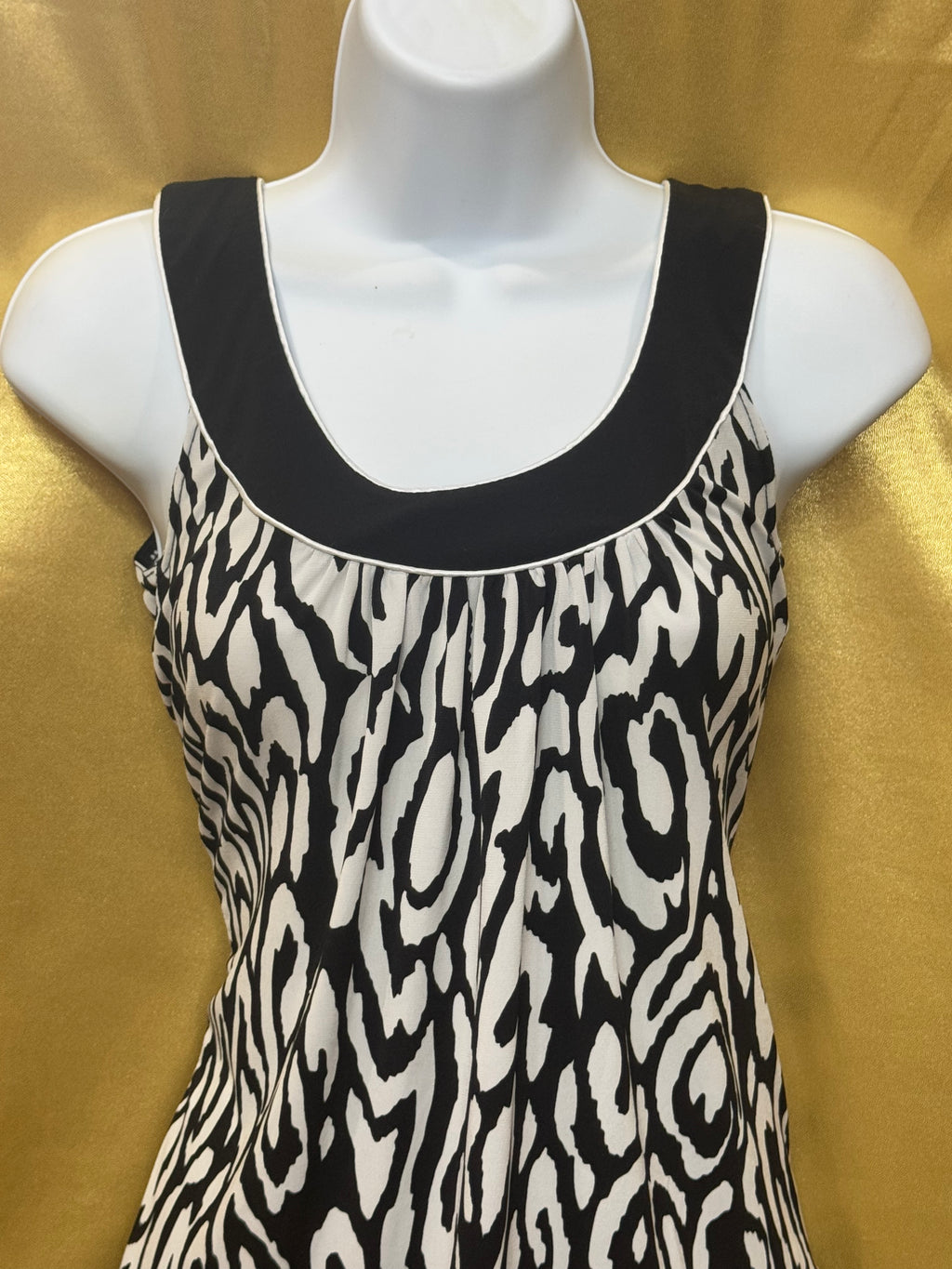 IZ Byer California Zebra Print Contrast Hem Halter Tank Top - Size Small
