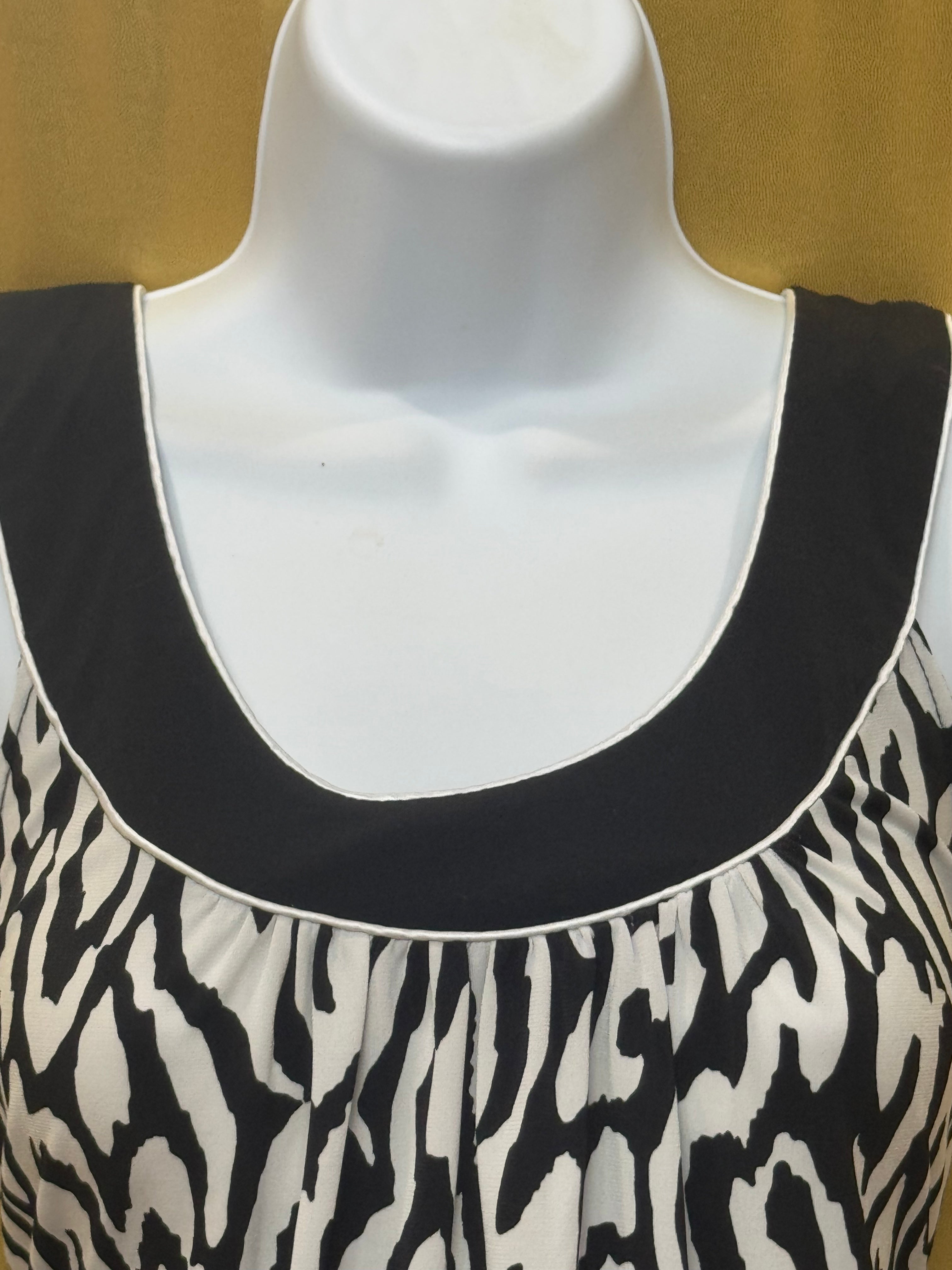 IZ Byer California Zebra Print Contrast Hem Halter Tank Top - Size Small