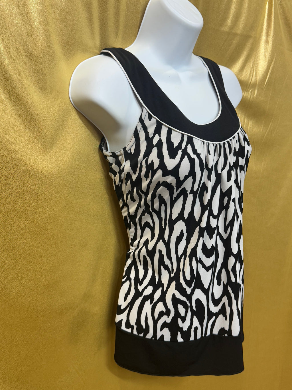 IZ Byer California Zebra Print Contrast Hem Halter Tank Top - Size Small