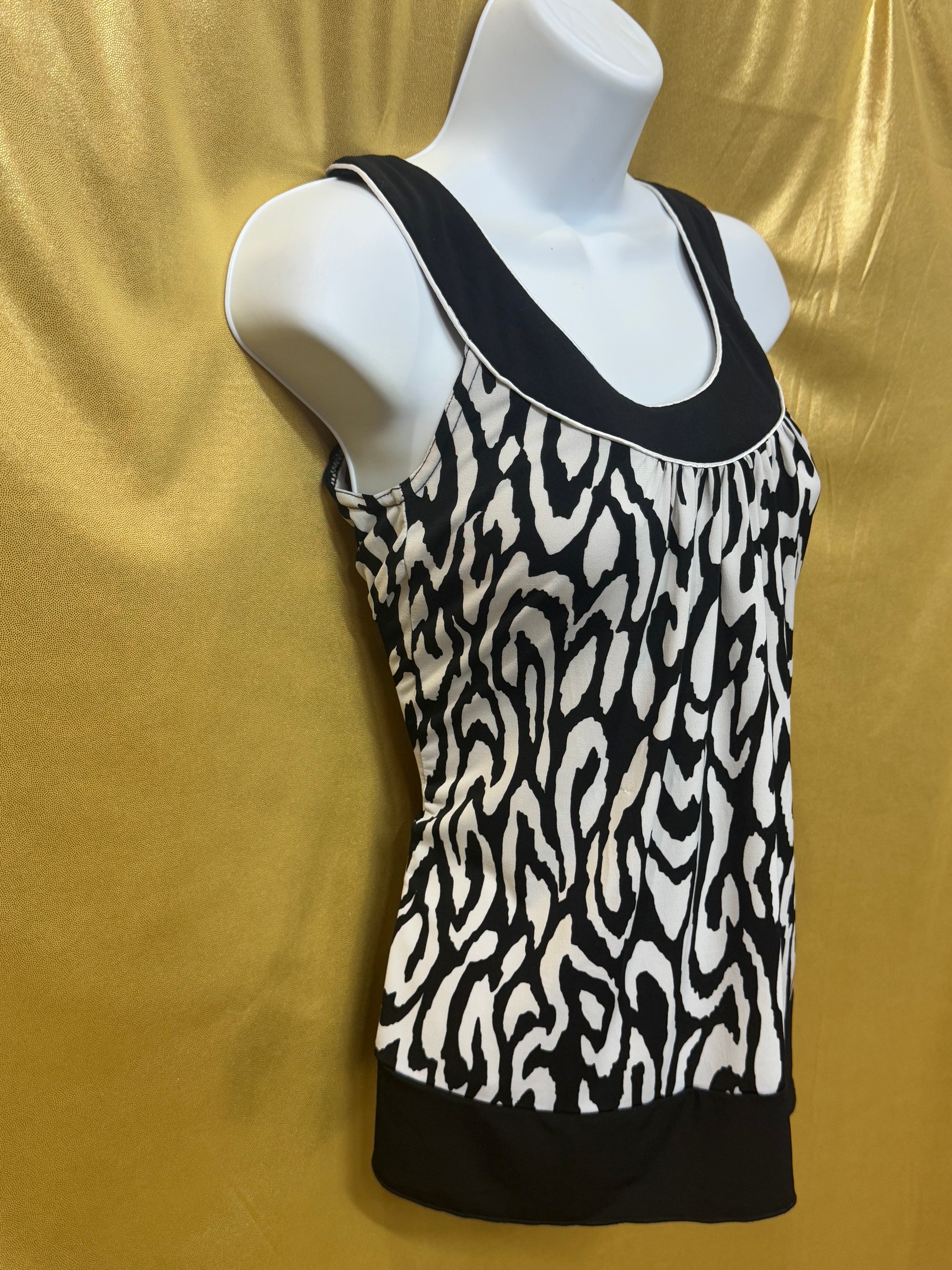 IZ Byer California Zebra Print Contrast Hem Halter Tank Top - Size Small