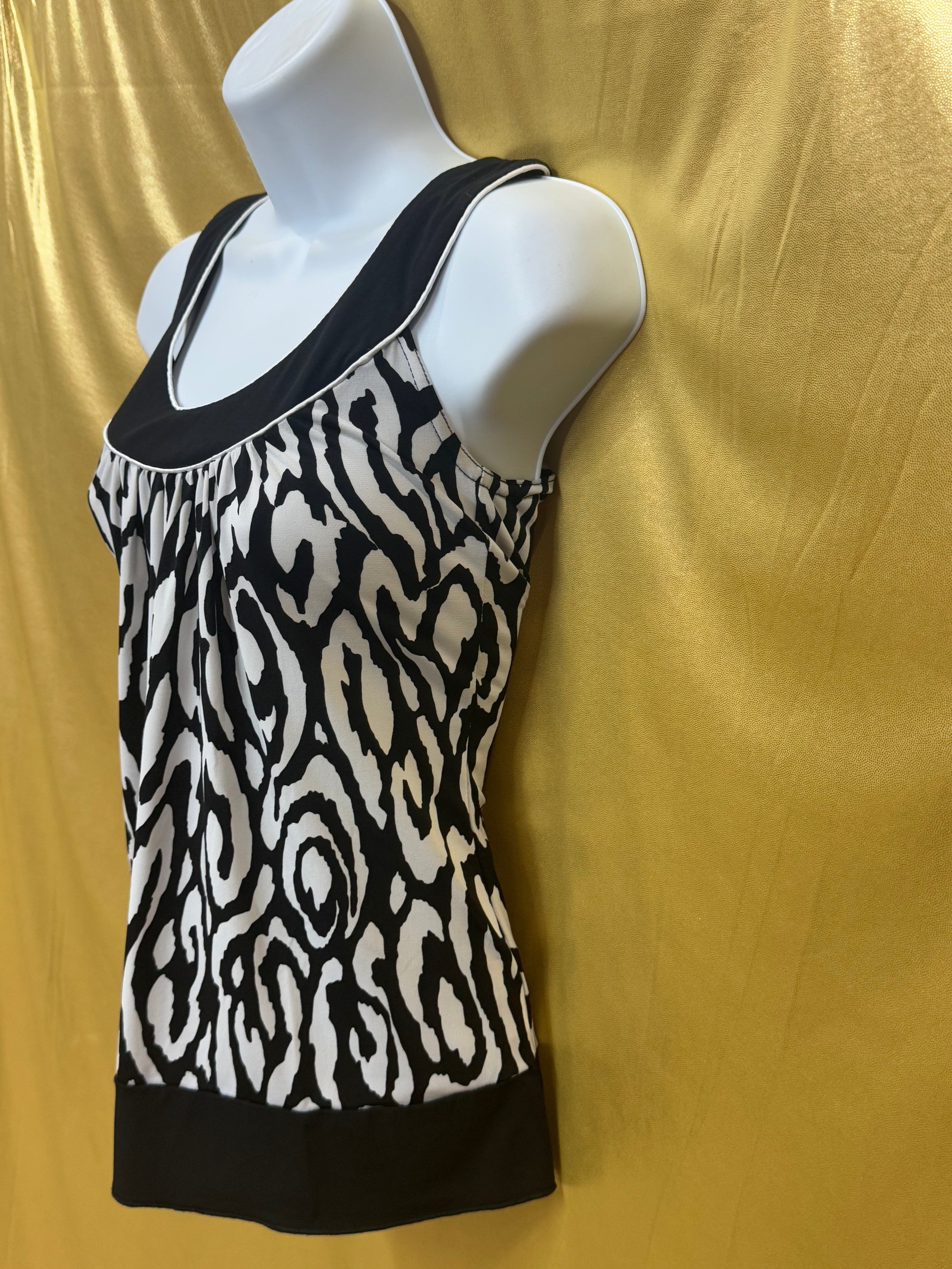 IZ Byer California Zebra Print Contrast Hem Halter Tank Top - Size Small