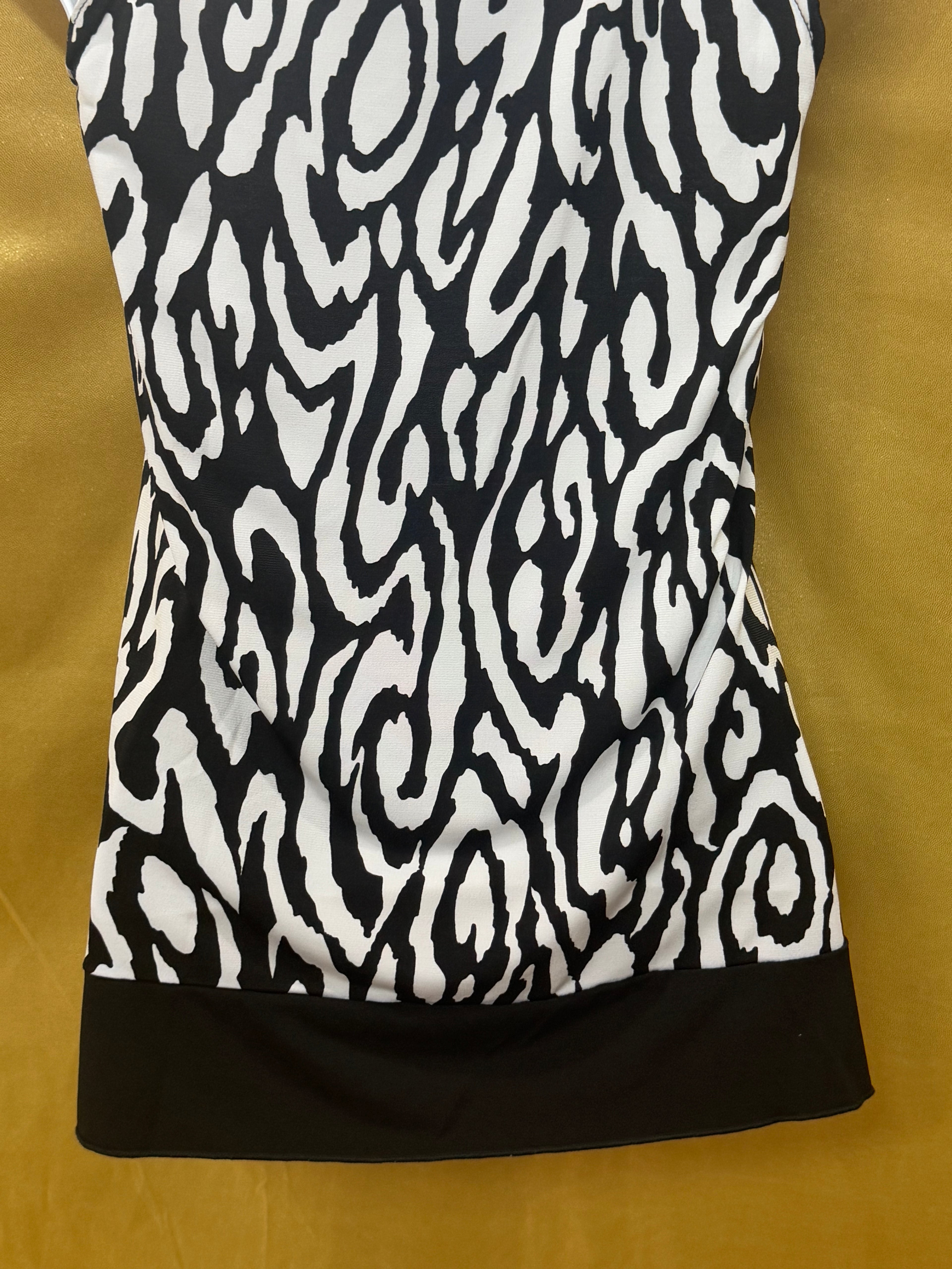 IZ Byer California Zebra Print Contrast Hem Halter Tank Top - Size Small